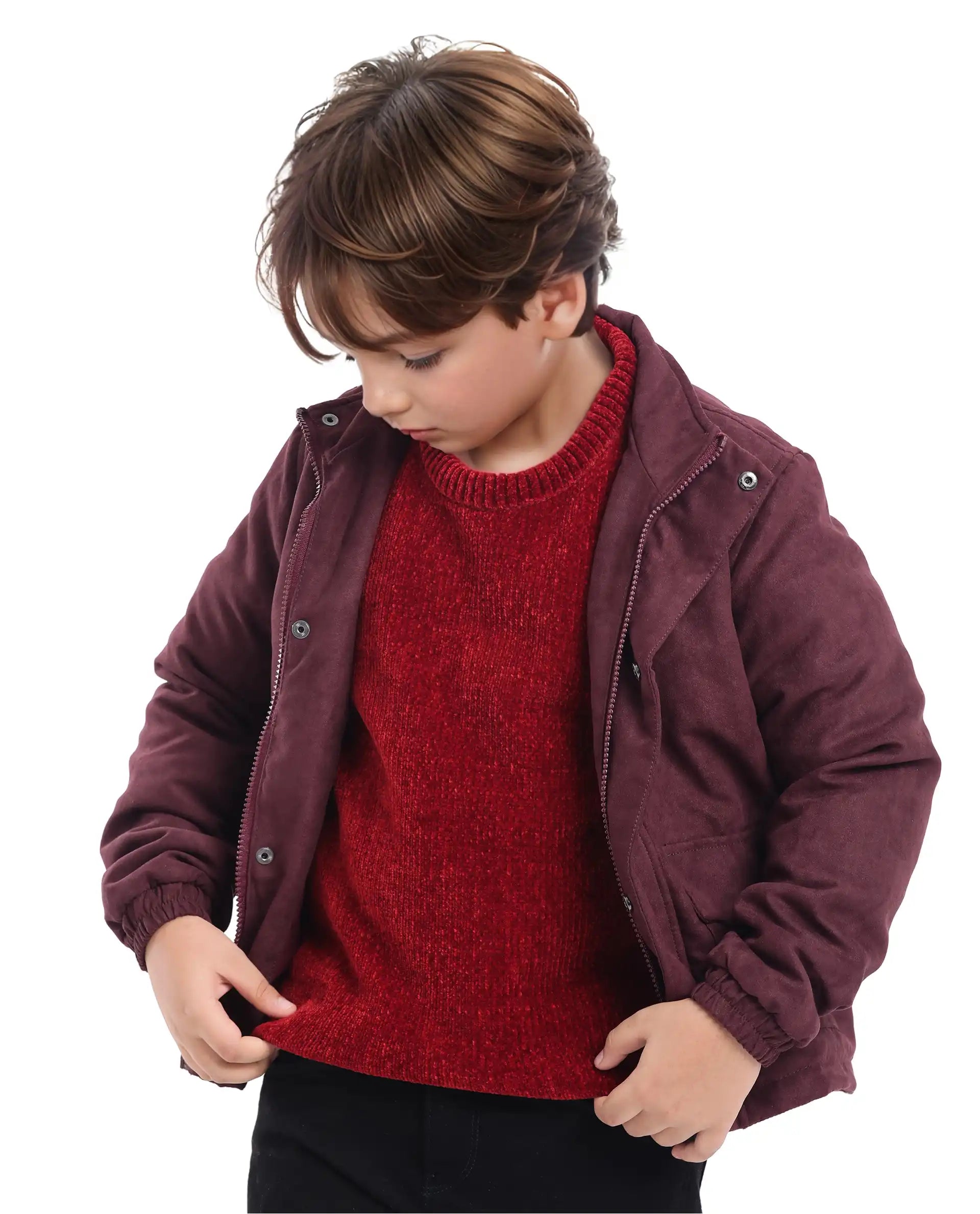 Rare Ones Kids Chenli Red Full Sleeve Solid Regular Fit Sweater