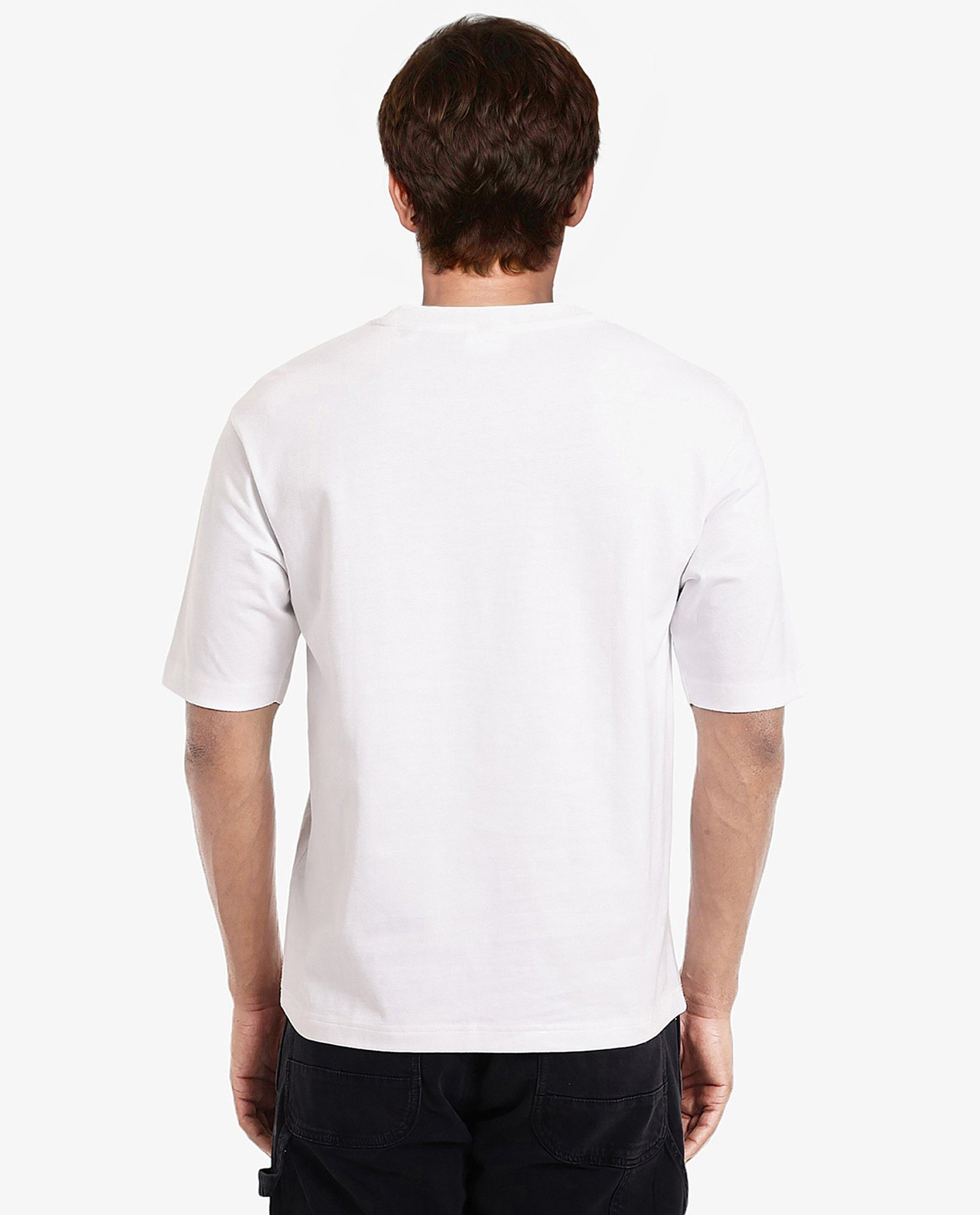 Rare Rabbit Men Chess White Cotton Fabric Short Sleeve Crew Neck Oversized Fit Graphic Print T-Shirt