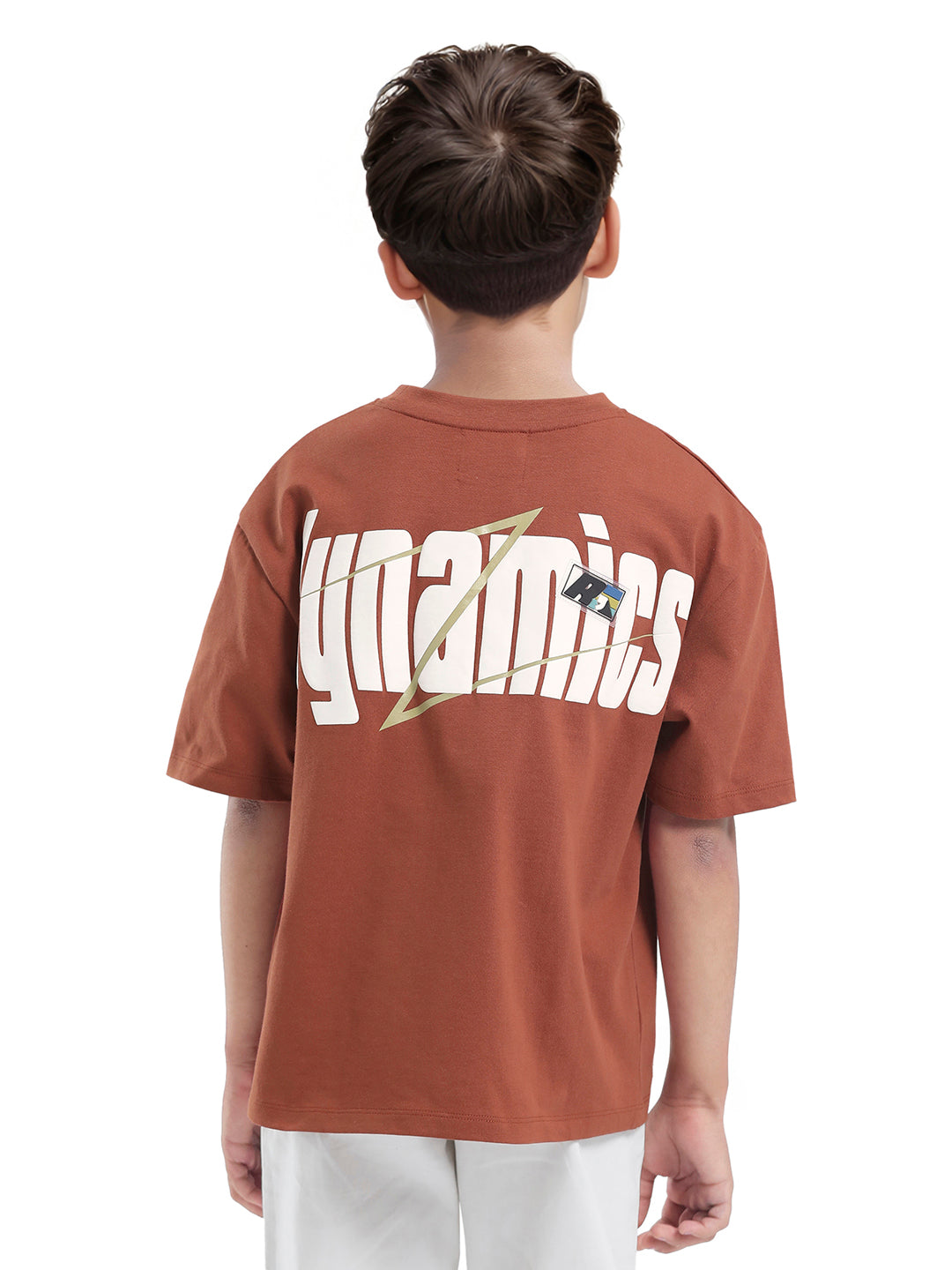Rare Ones Kids Chile-K Rust Cotton Graphic Print Slip-On Oversized Fit T-Shirt