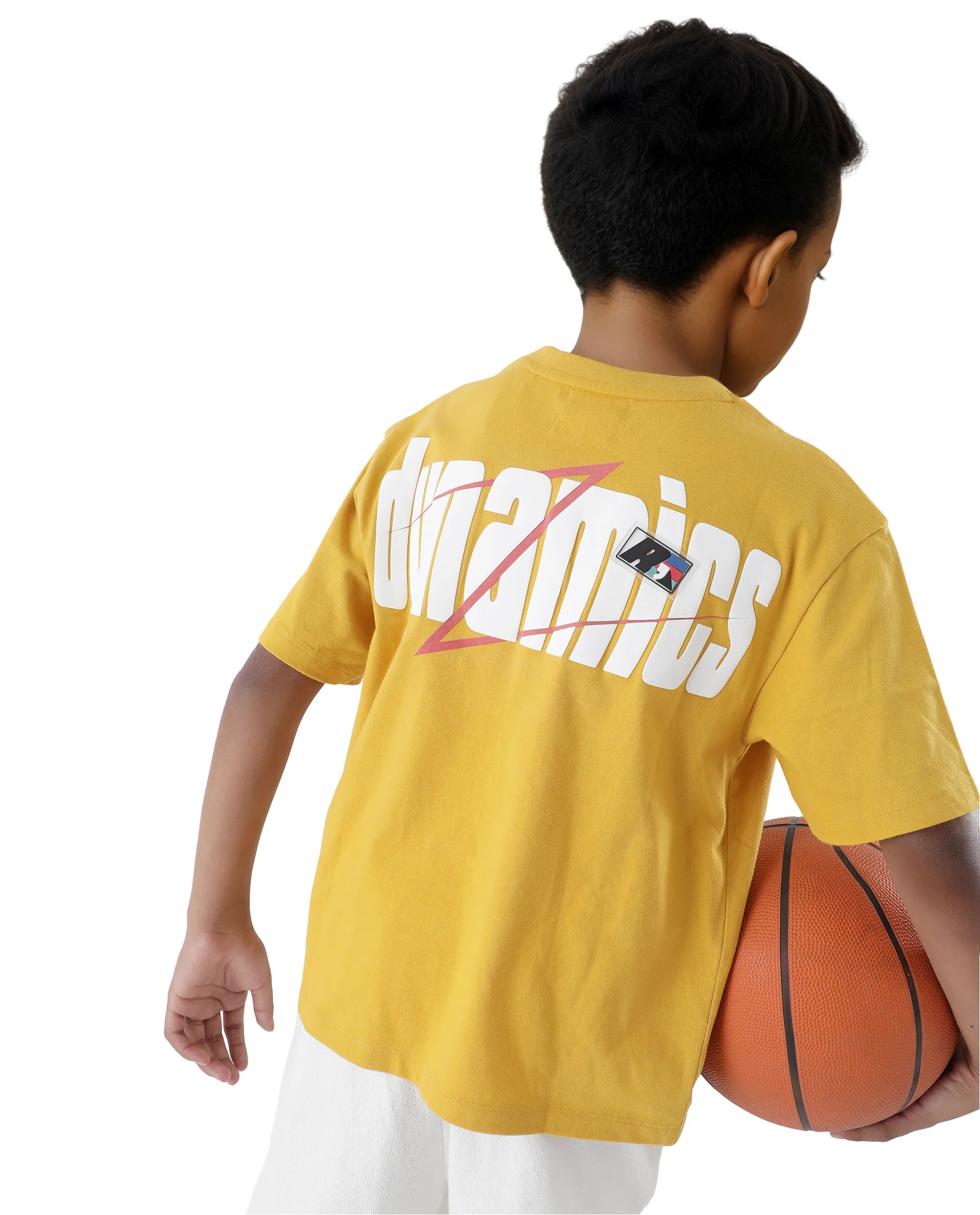 Rare Ones Kids Chile-K Yellow Cotton Graphic Print Slip-On Oversized Fit T-Shirt