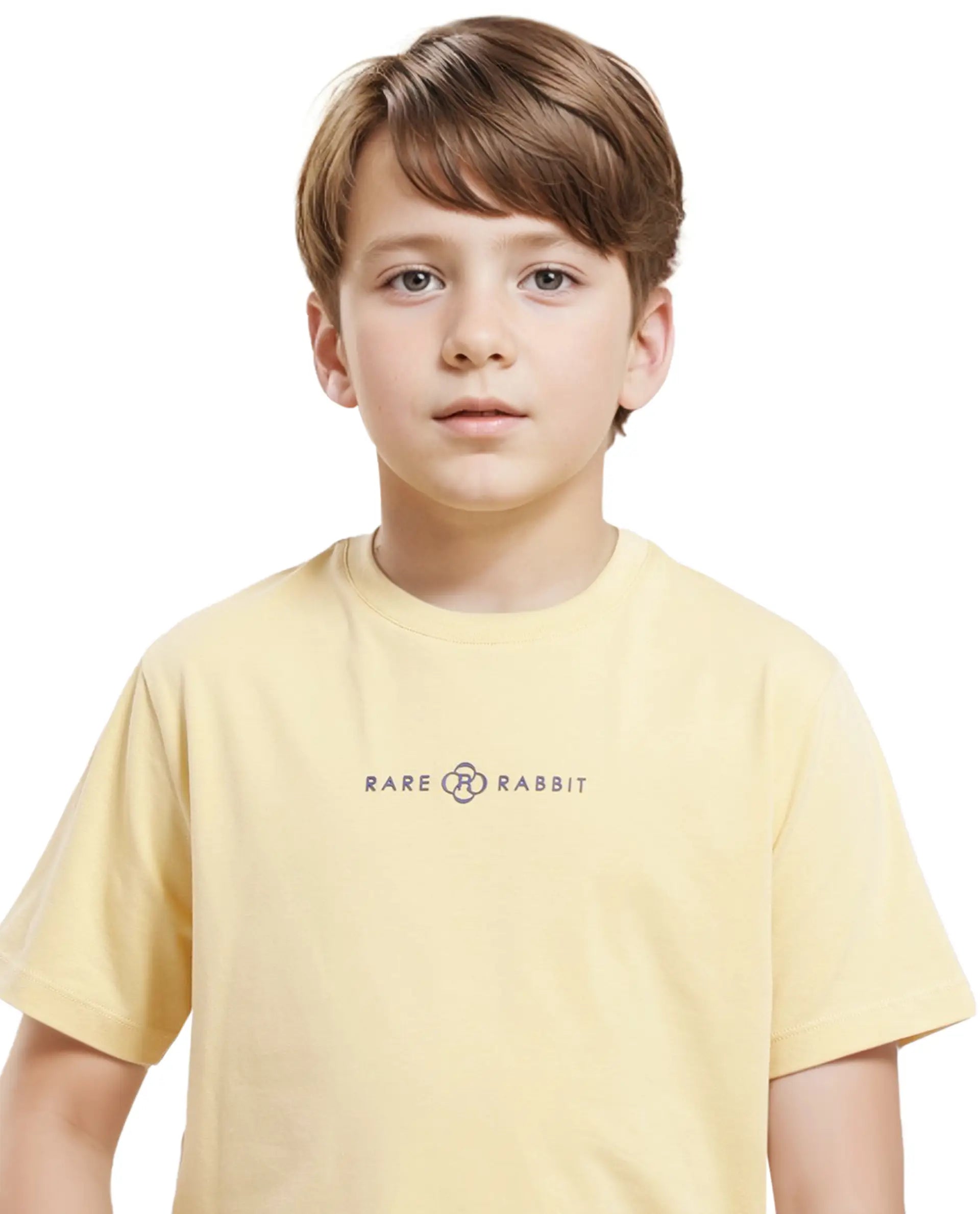 Rare Ones Kids Chom Yellow Cotton Fabric Half Sleeves Crew Neck Graphic Print T-Shirt