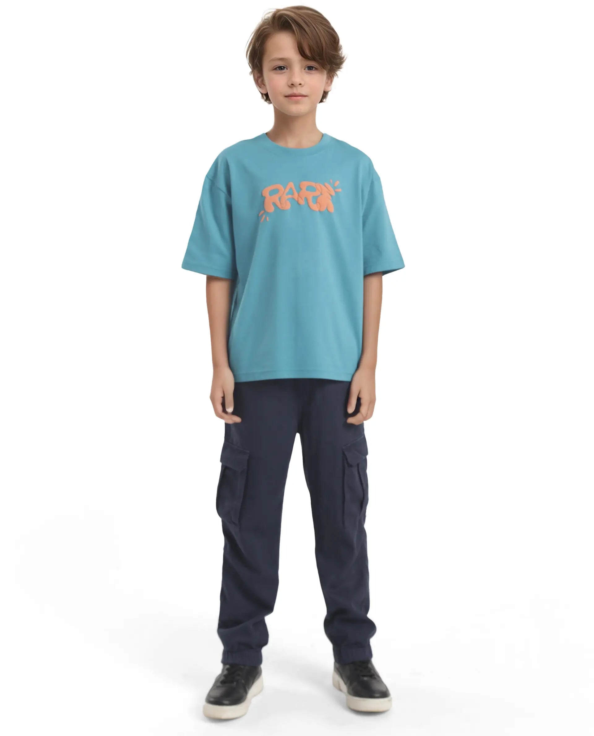 Rare Ones Kids Chris Turq Cotton Half Sleeves Crew Neck Oversized Fit Graphic Print T-Shirt