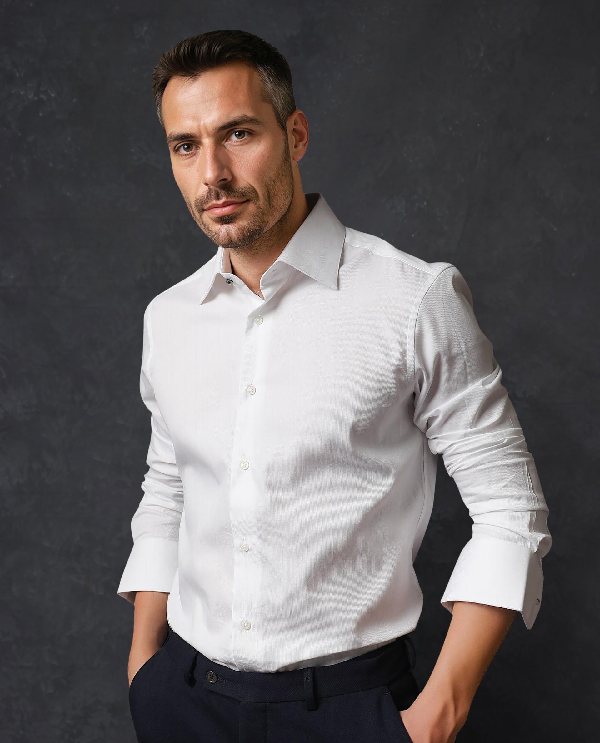 Rare Rabbit Men's Clade White Cotton Fabric Full Sleeves Shirt