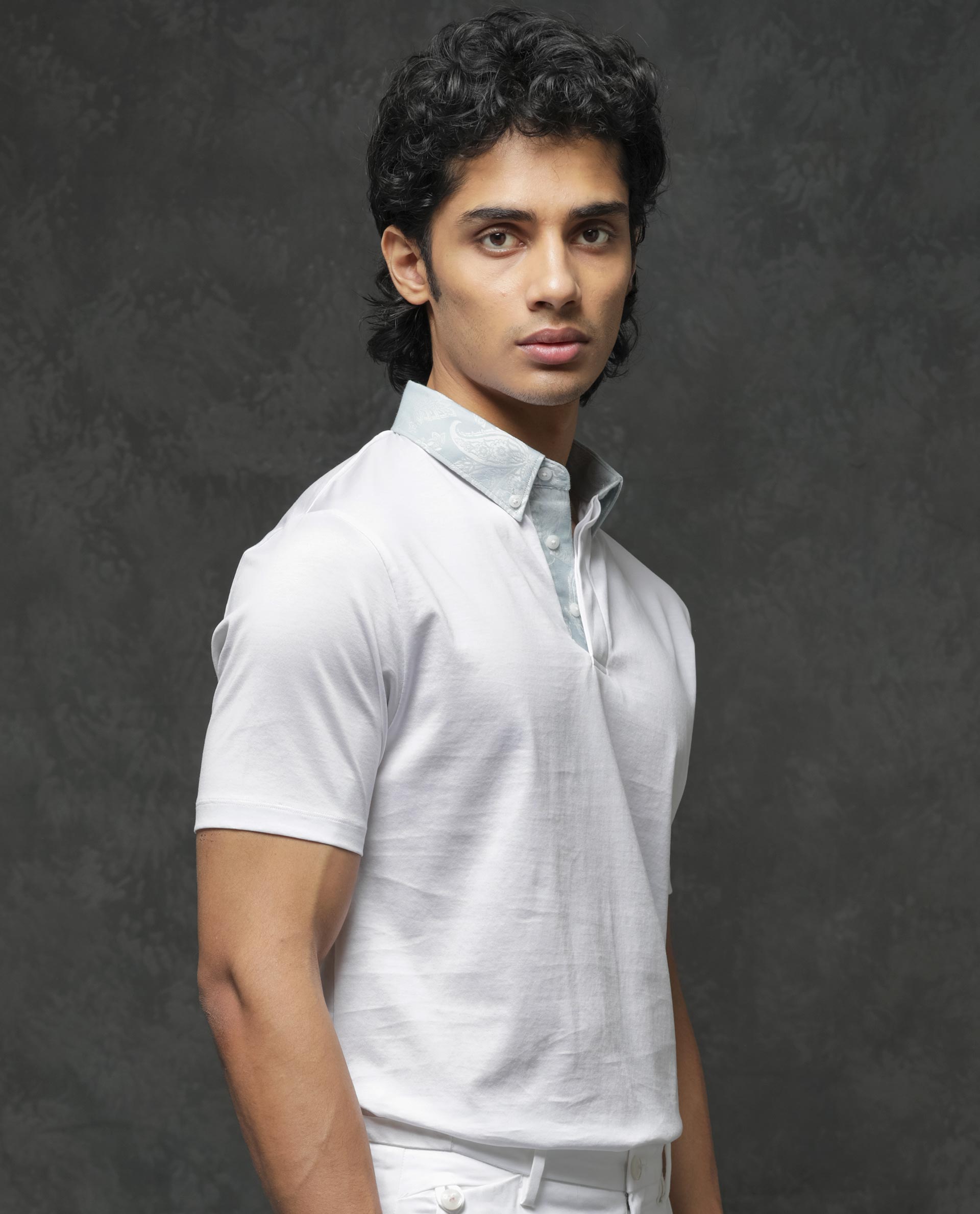 Rare Rabbit Men's Clarance White Half Sleeves Solid Polo T-Shirt