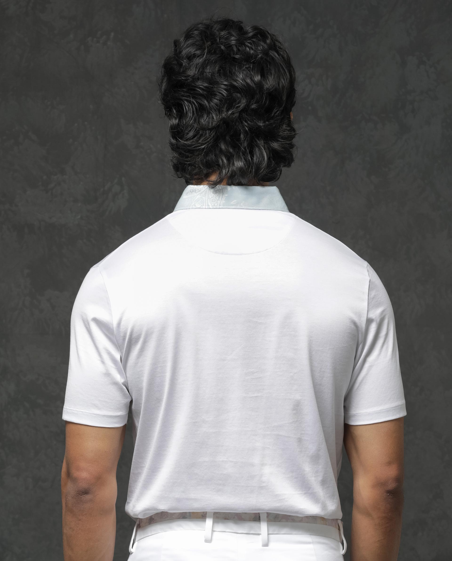 Rare Rabbit Men's Clarance White Half Sleeves Solid Polo T-Shirt