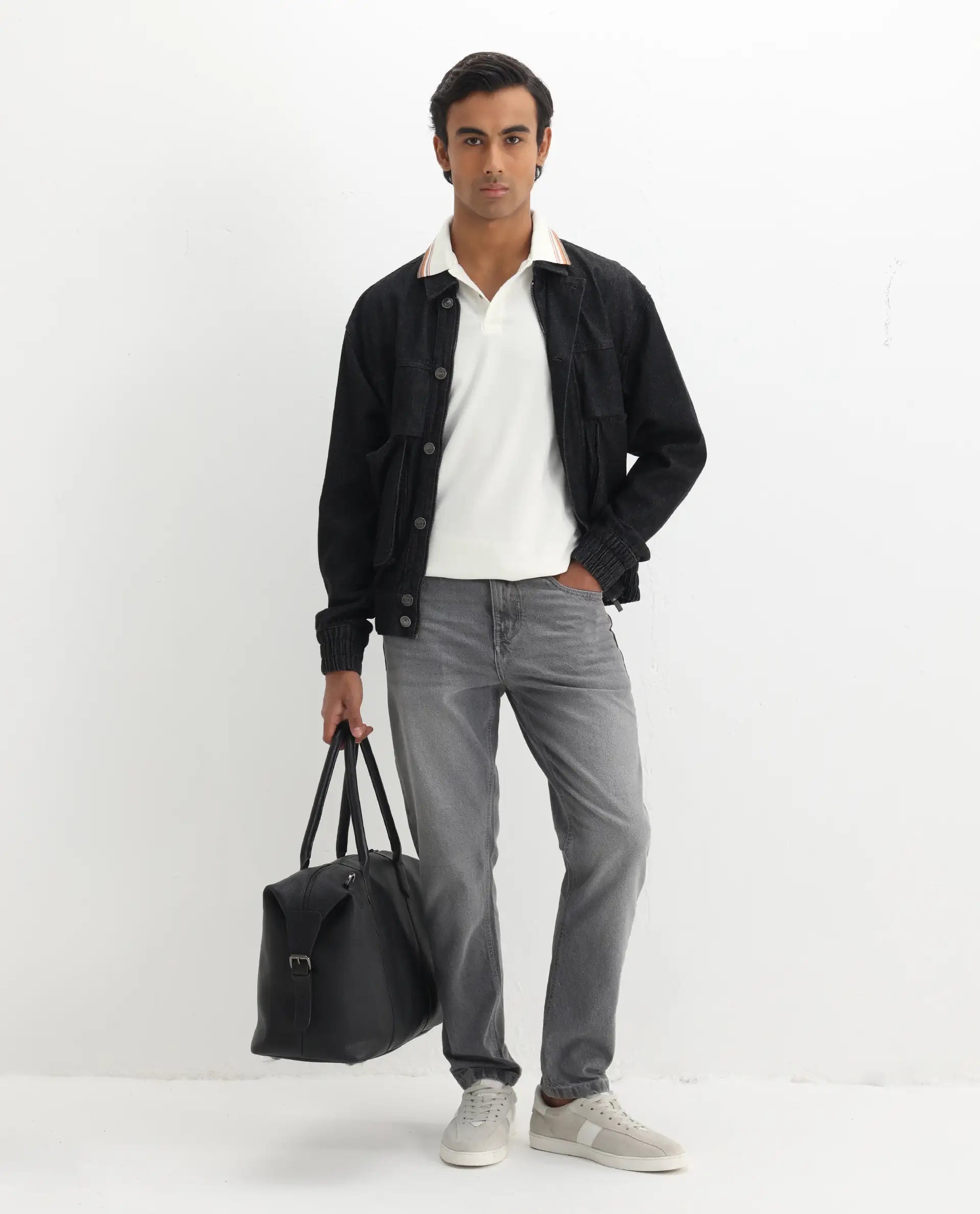 Rare Rabbit Men's Clark Off White Cotton Plain Regular Fit Half Sleeve Polo