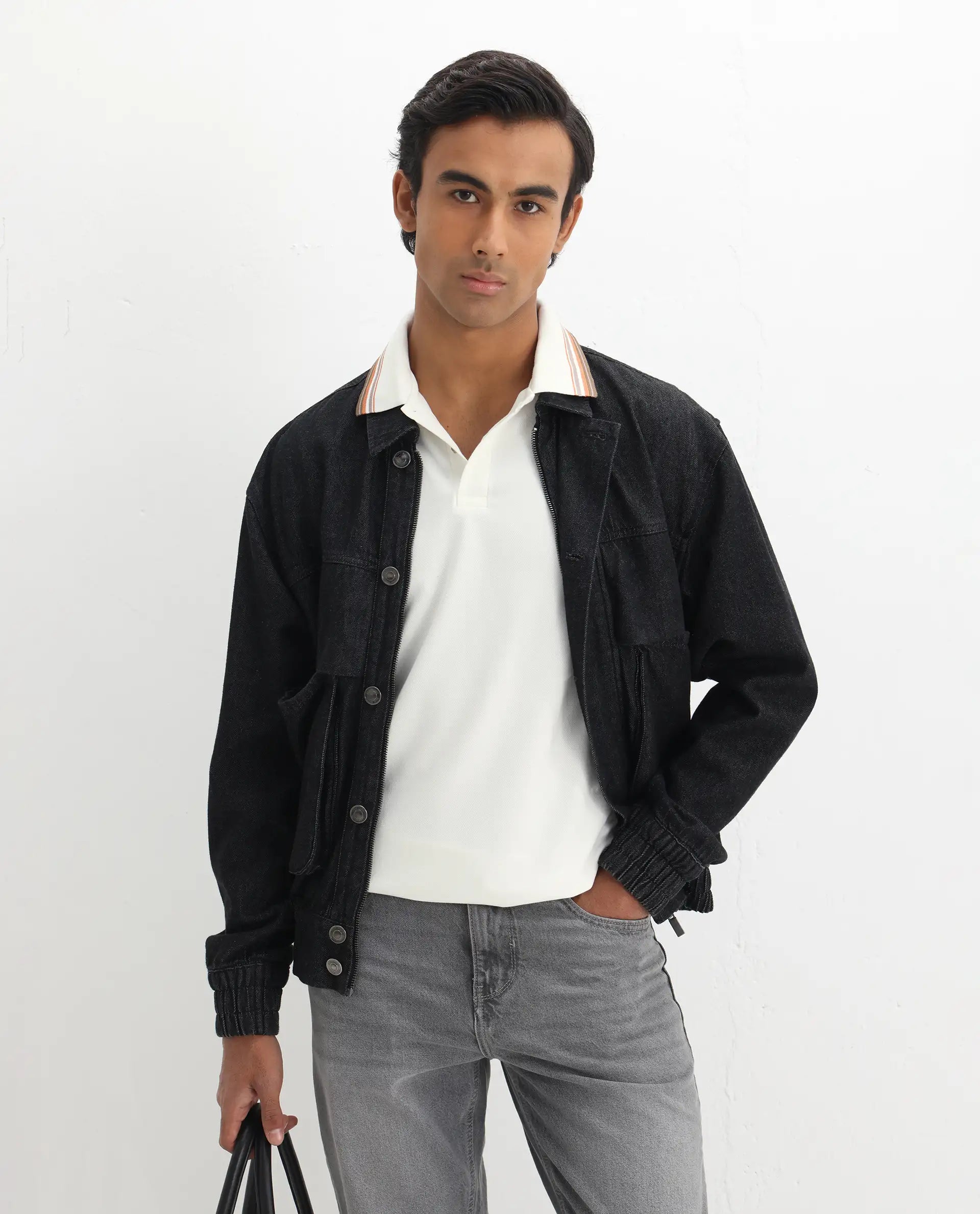 Rare Rabbit Men's Clark Off White Cotton Plain Regular Fit Half Sleeve Polo