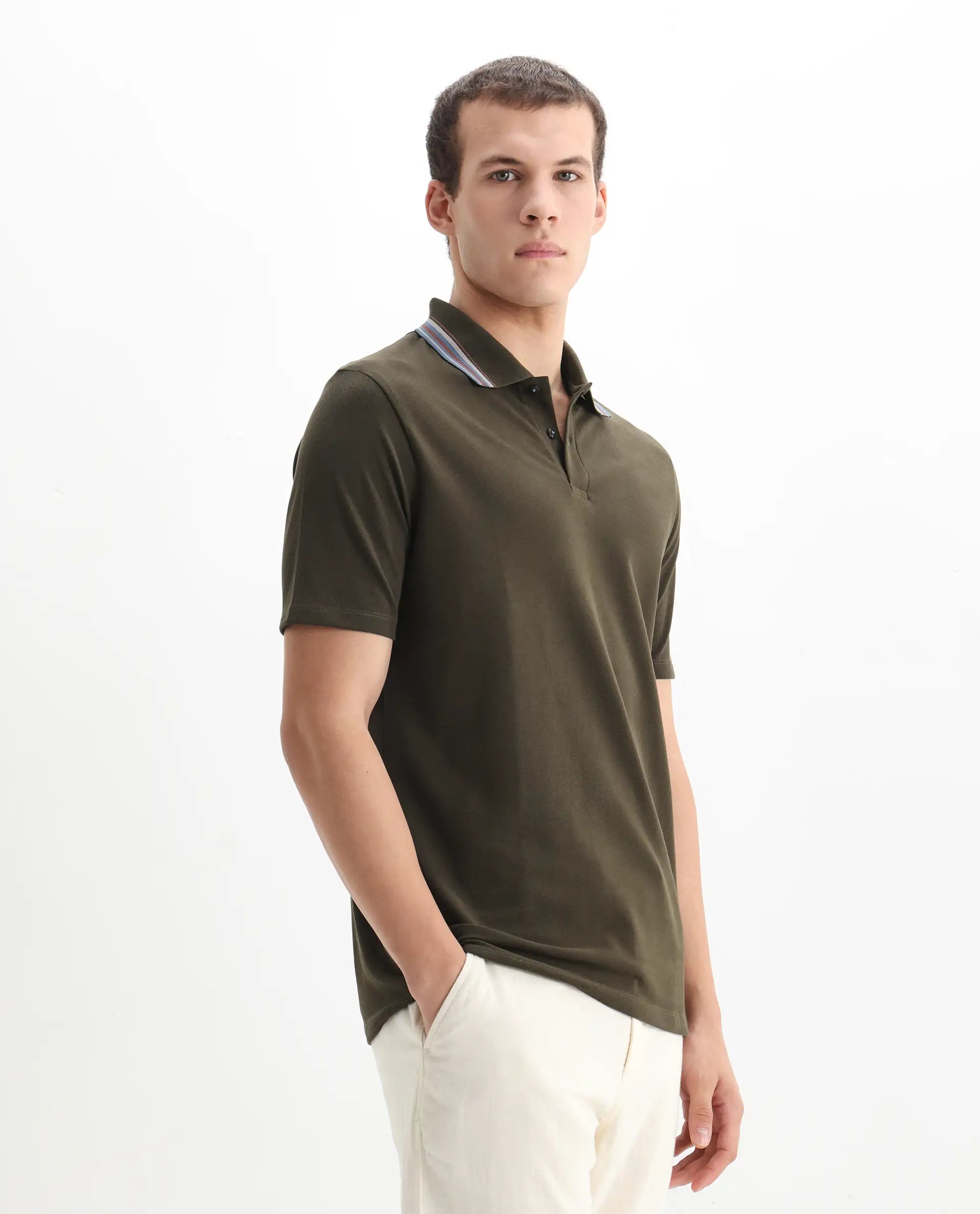 Rare Rabbit Men's Cotton Plain Regular Fit Half Sleeve Polo