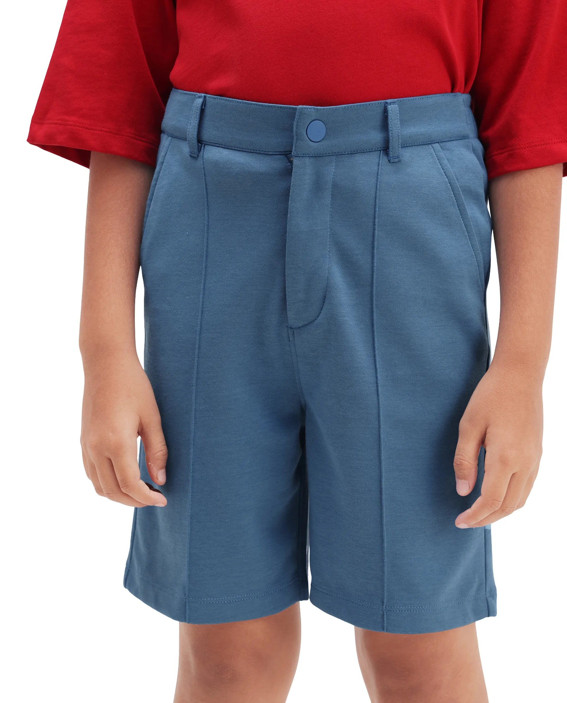 Rare Ones Kids Clas Blue Cotton Solid Button & Zip Closure Regular Fit Shorts