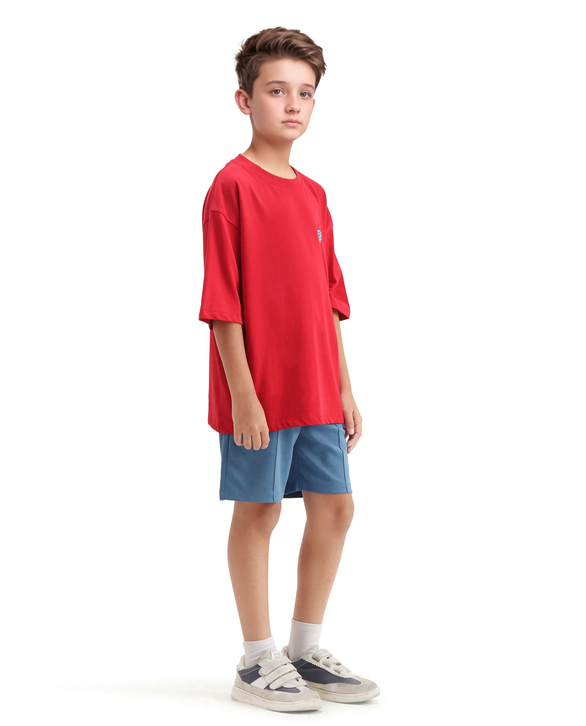 Rare Ones Kids Clas Blue Cotton Solid Button & Zip Closure Regular Fit Shorts