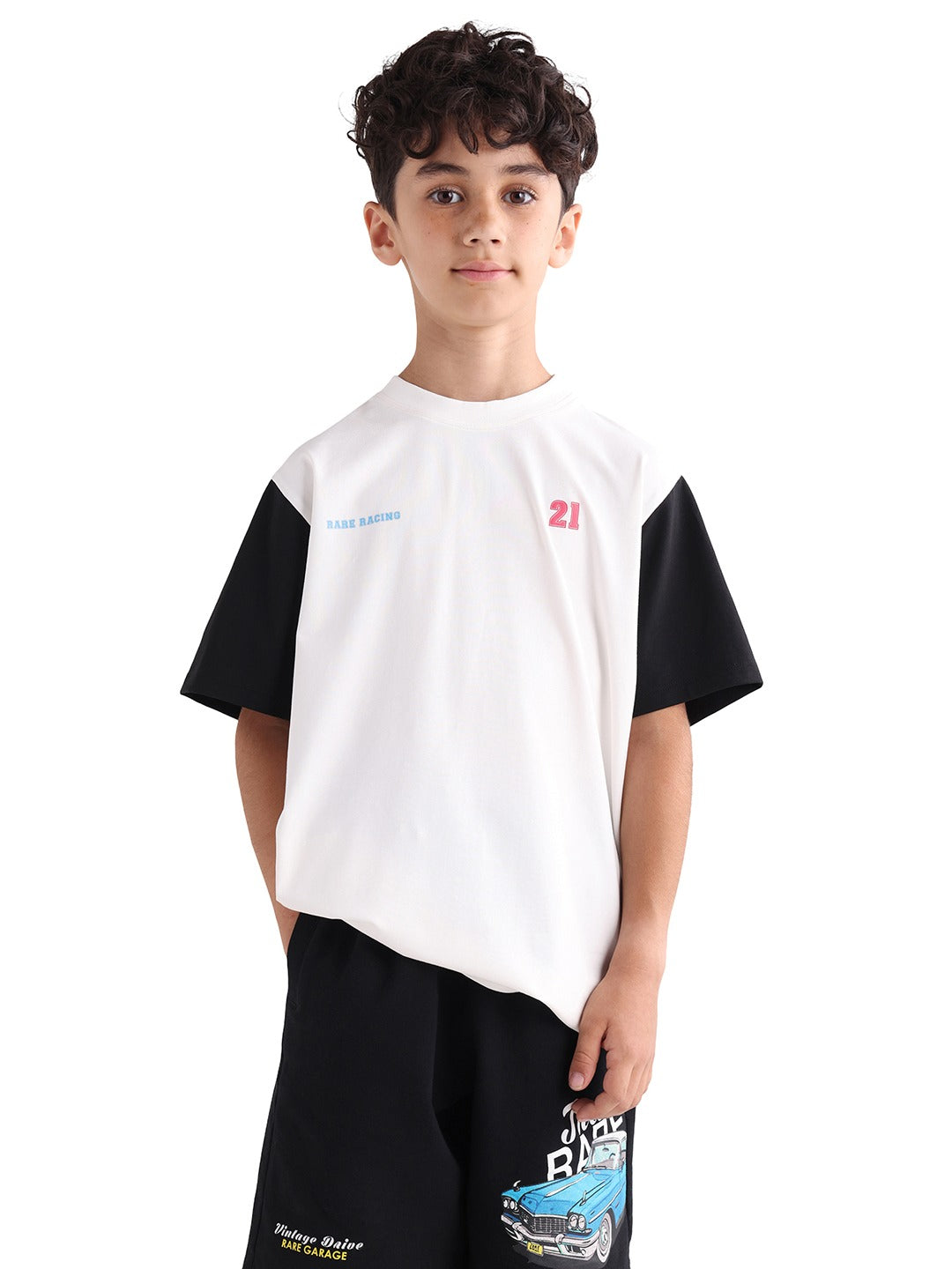 Rare Ones Kids Clerc Off White Cotton Blend Fabric Pull-On Closure Regular Fit T-Shirt