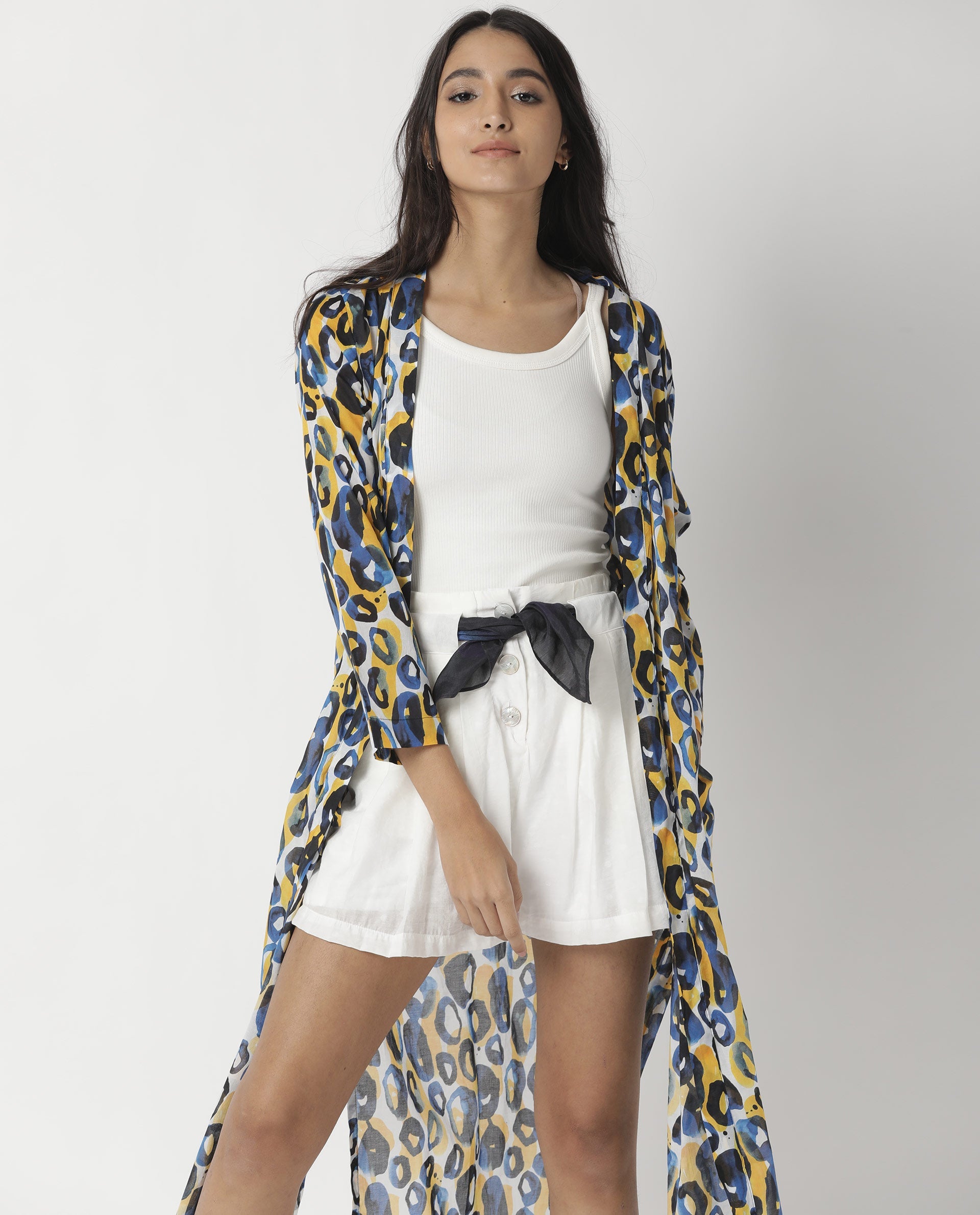 Rareism Womens Clinic Yellow Outer Wear Cotton Fabric Regular Fit 3/4 Sleeve