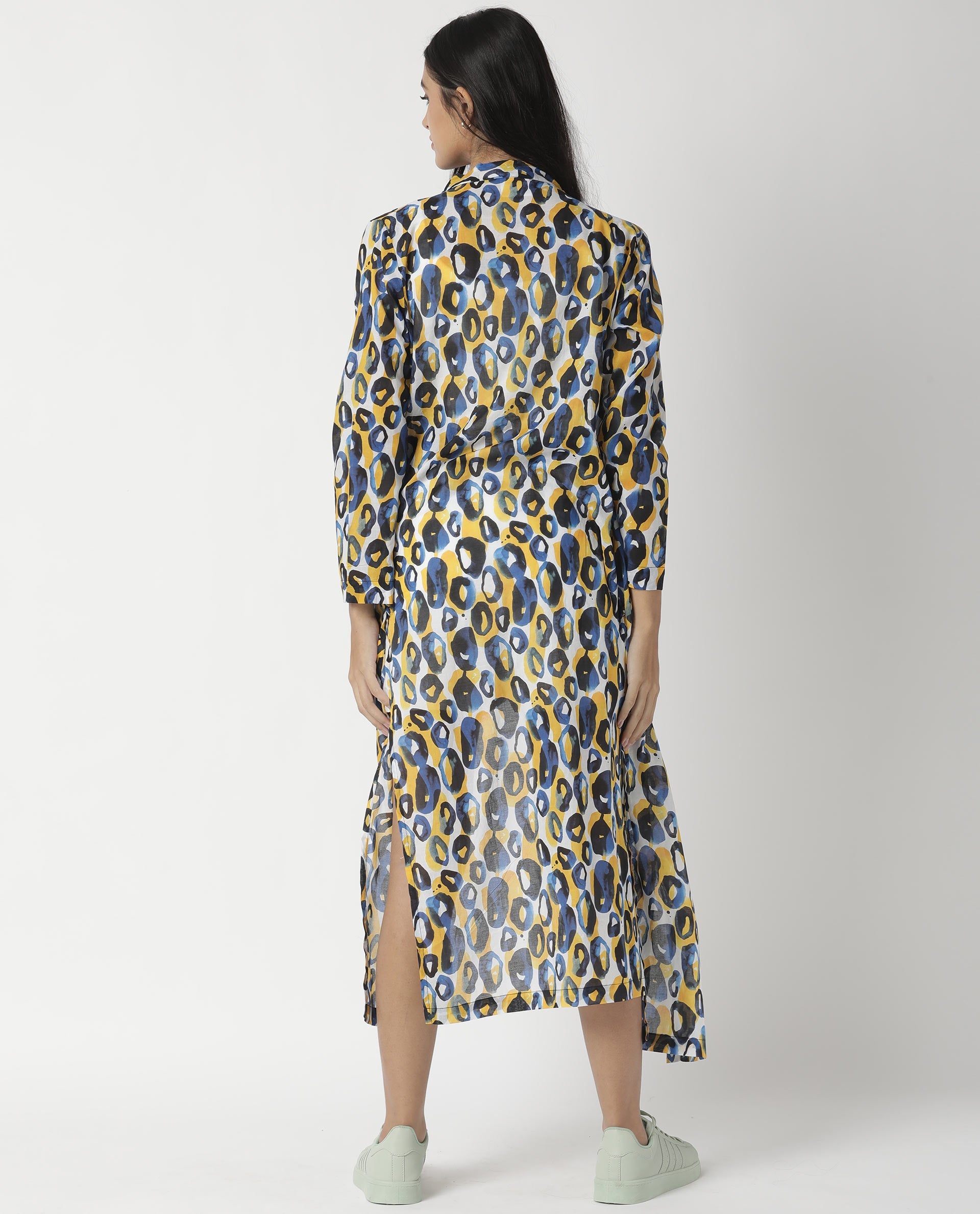 Rareism Womens Clinic Yellow Outer Wear Cotton Fabric Regular Fit 3/4 Sleeve