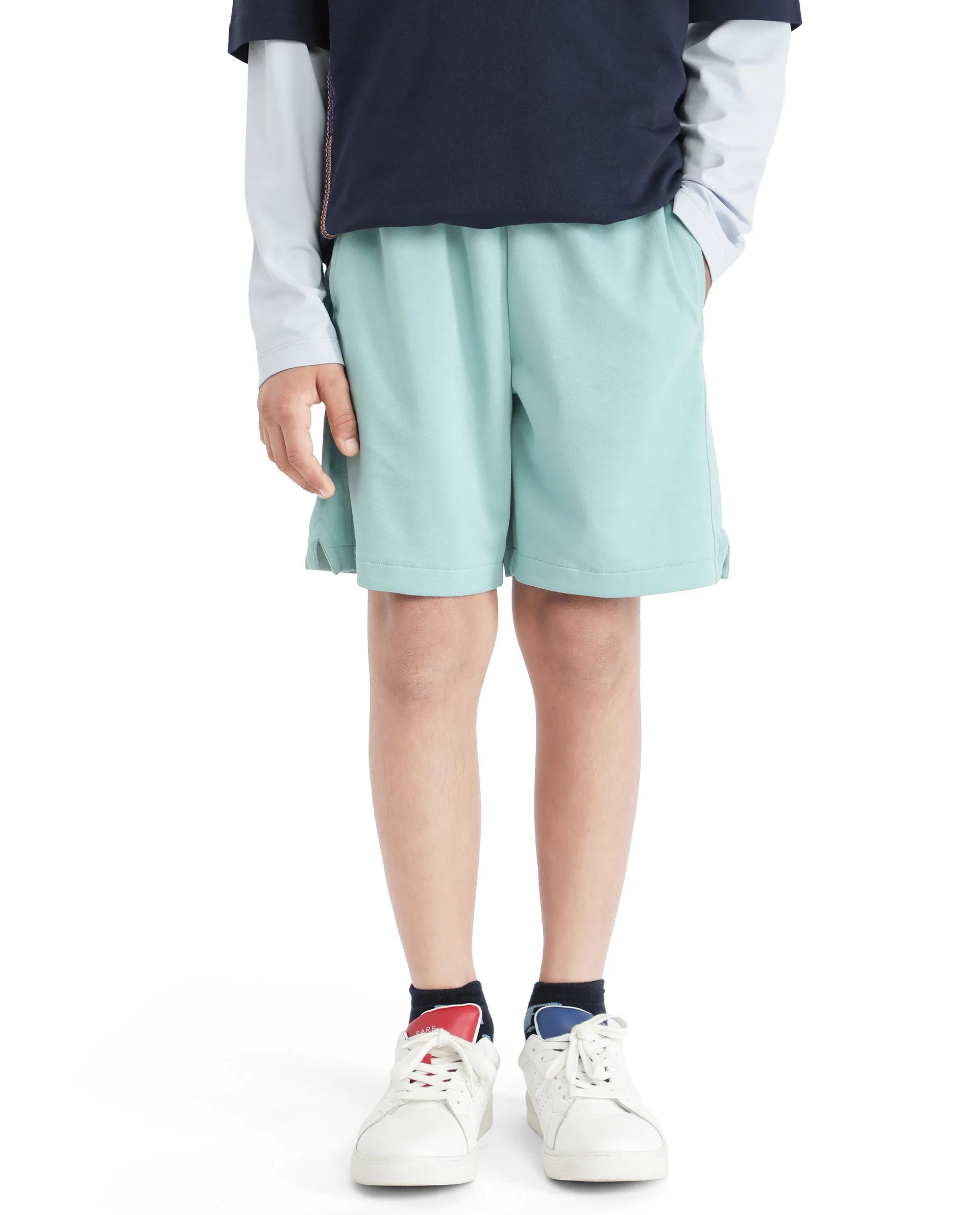 Rare Ones Kids Clon Blue Cotton Drawstring Closure Regular Solid Shorts