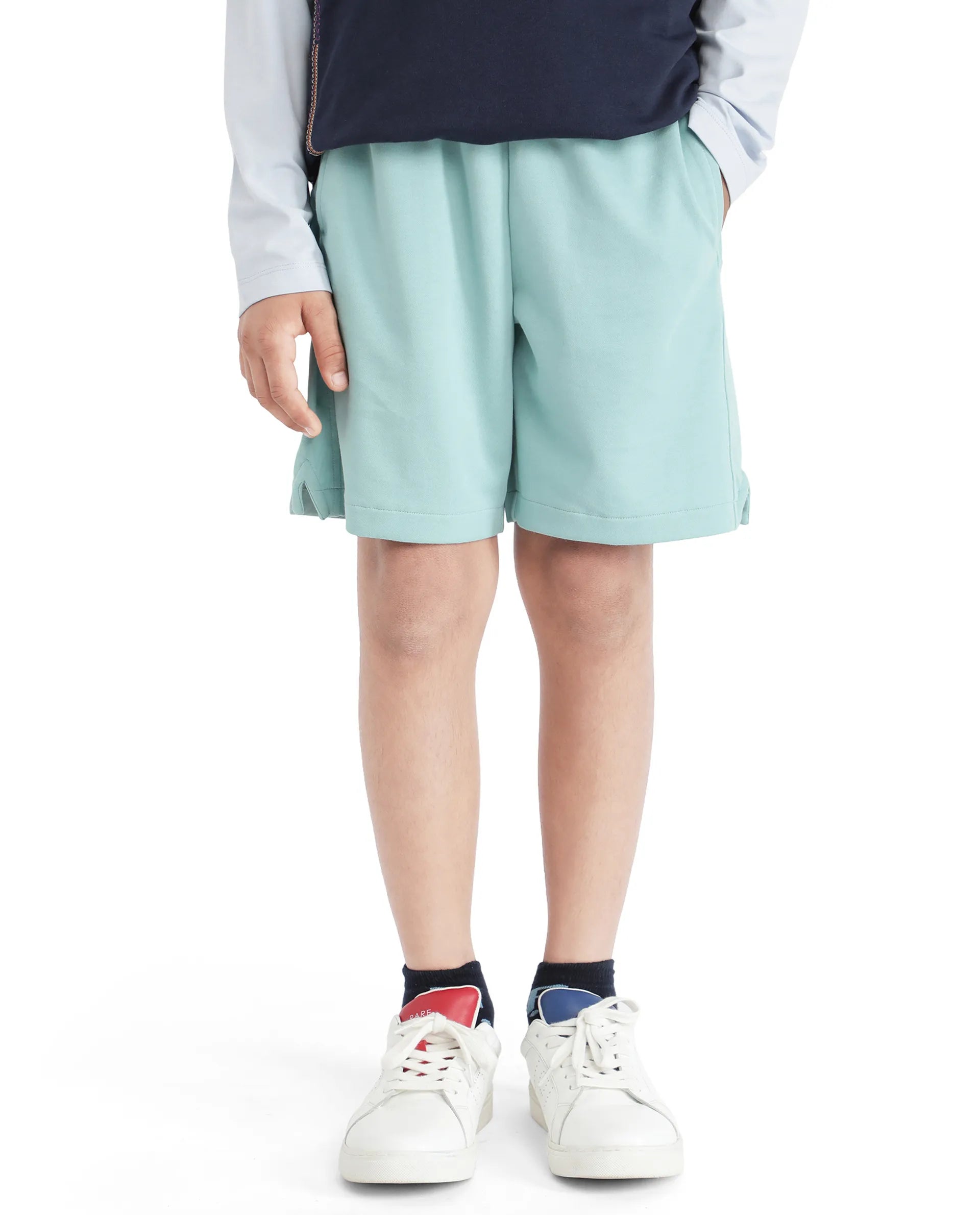 Rare Ones Kids Clon Blue Cotton Drawstring Closure Regular Solid Shorts