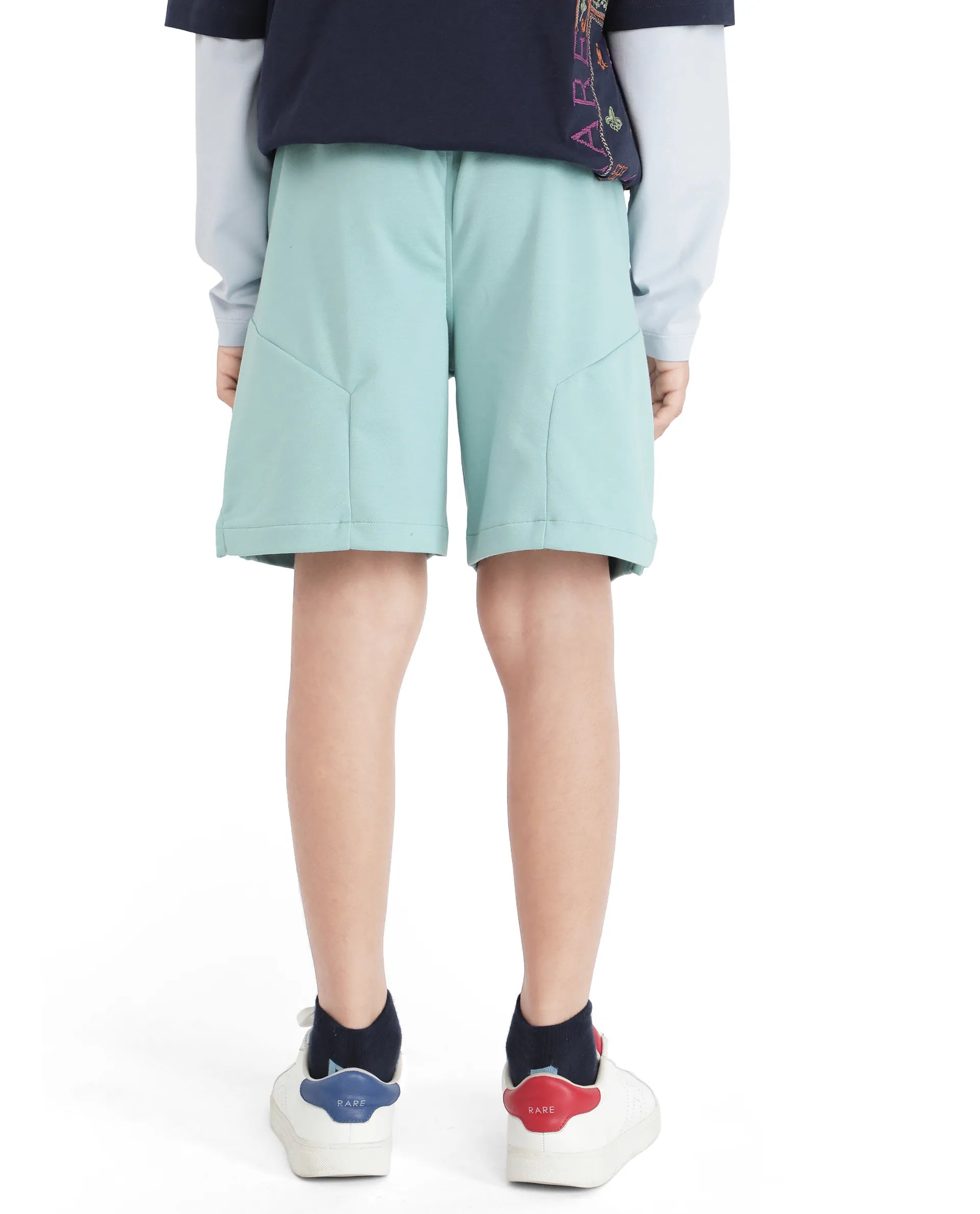 Rare Ones Kids Clon Blue Cotton Drawstring Closure Regular Solid Shorts