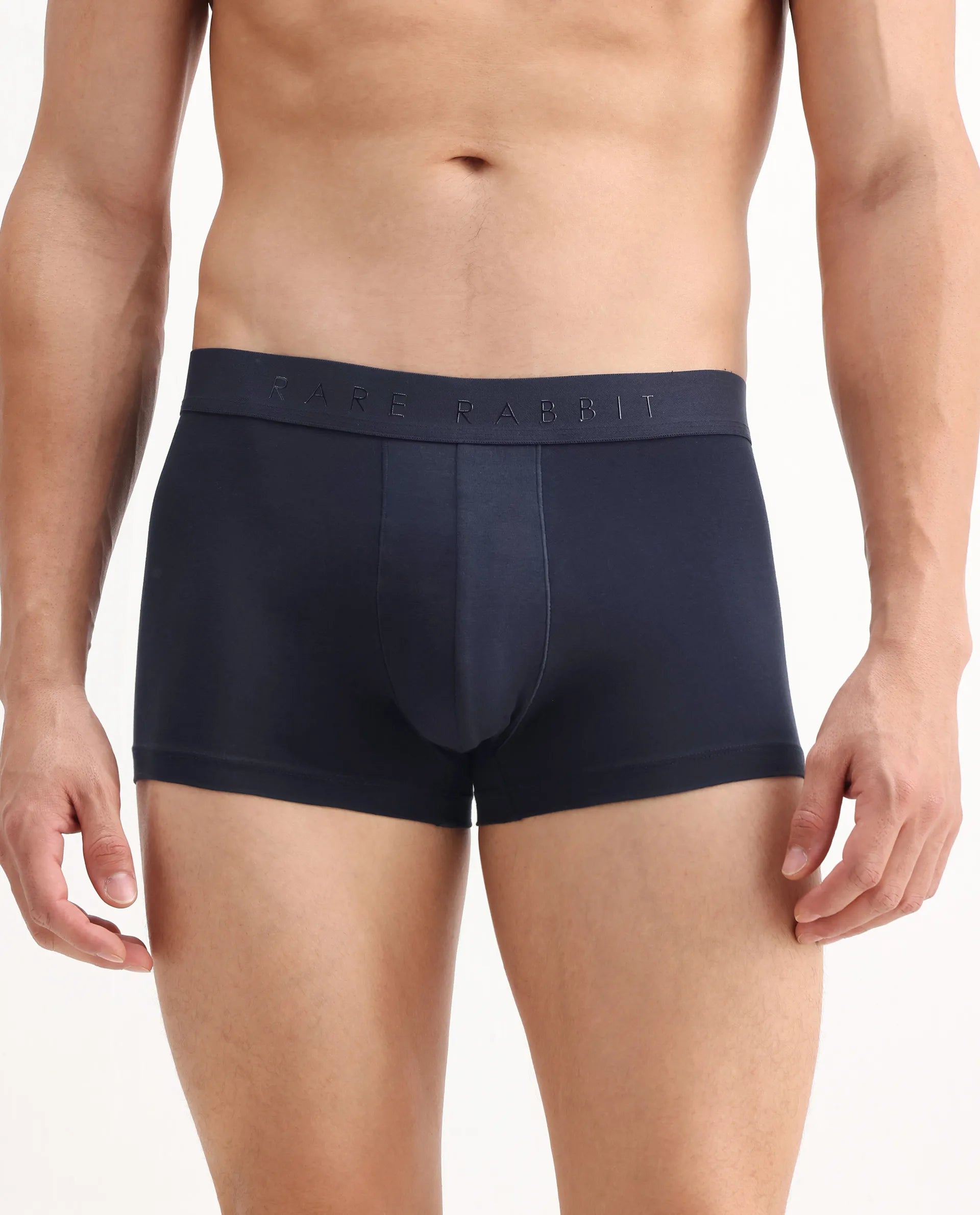 Rare Rabbit Men Close Navy Soft Cotton Stretch Trunks