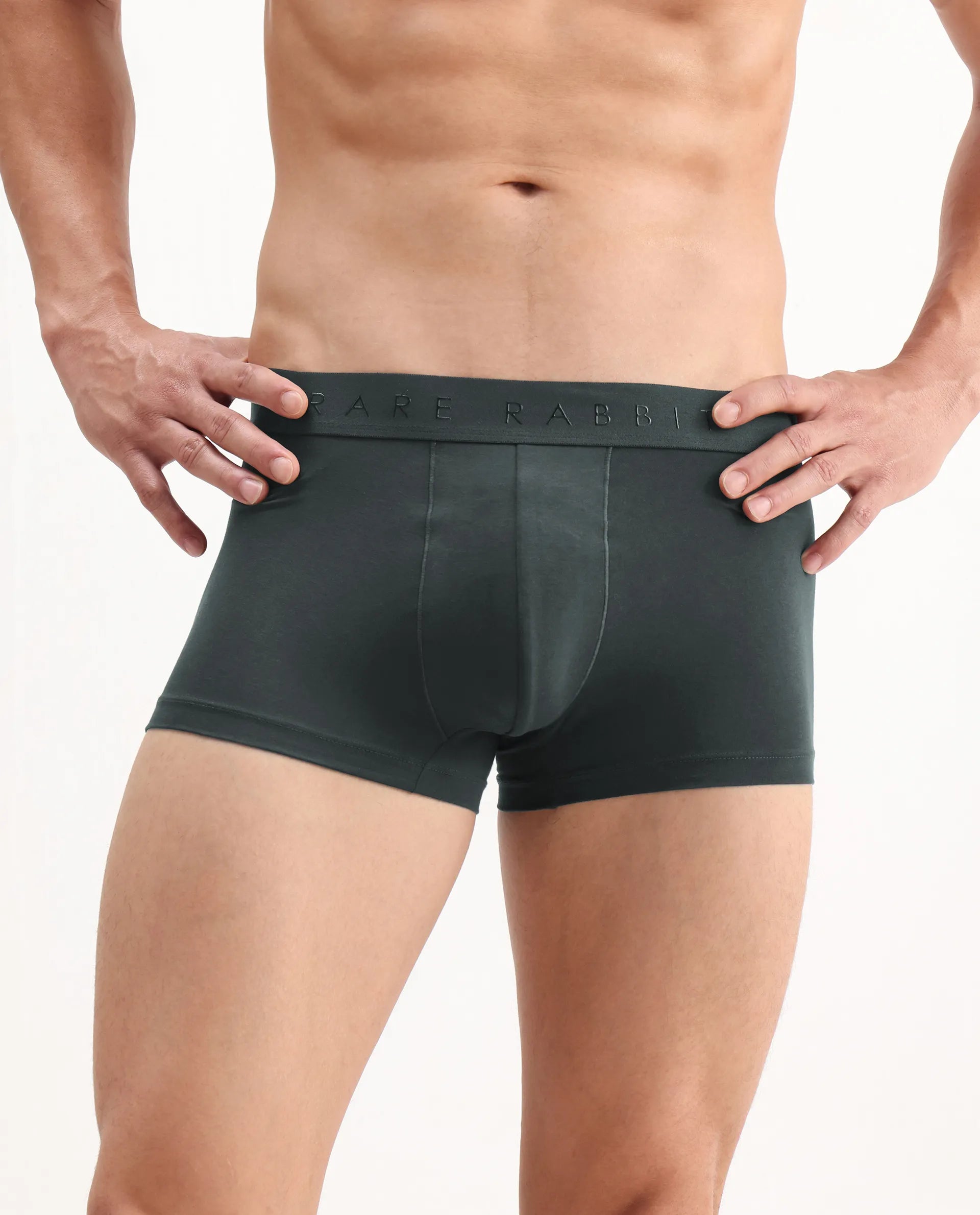 Rare Rabbit Men Close Olive Soft Cotton Stretch Trunks