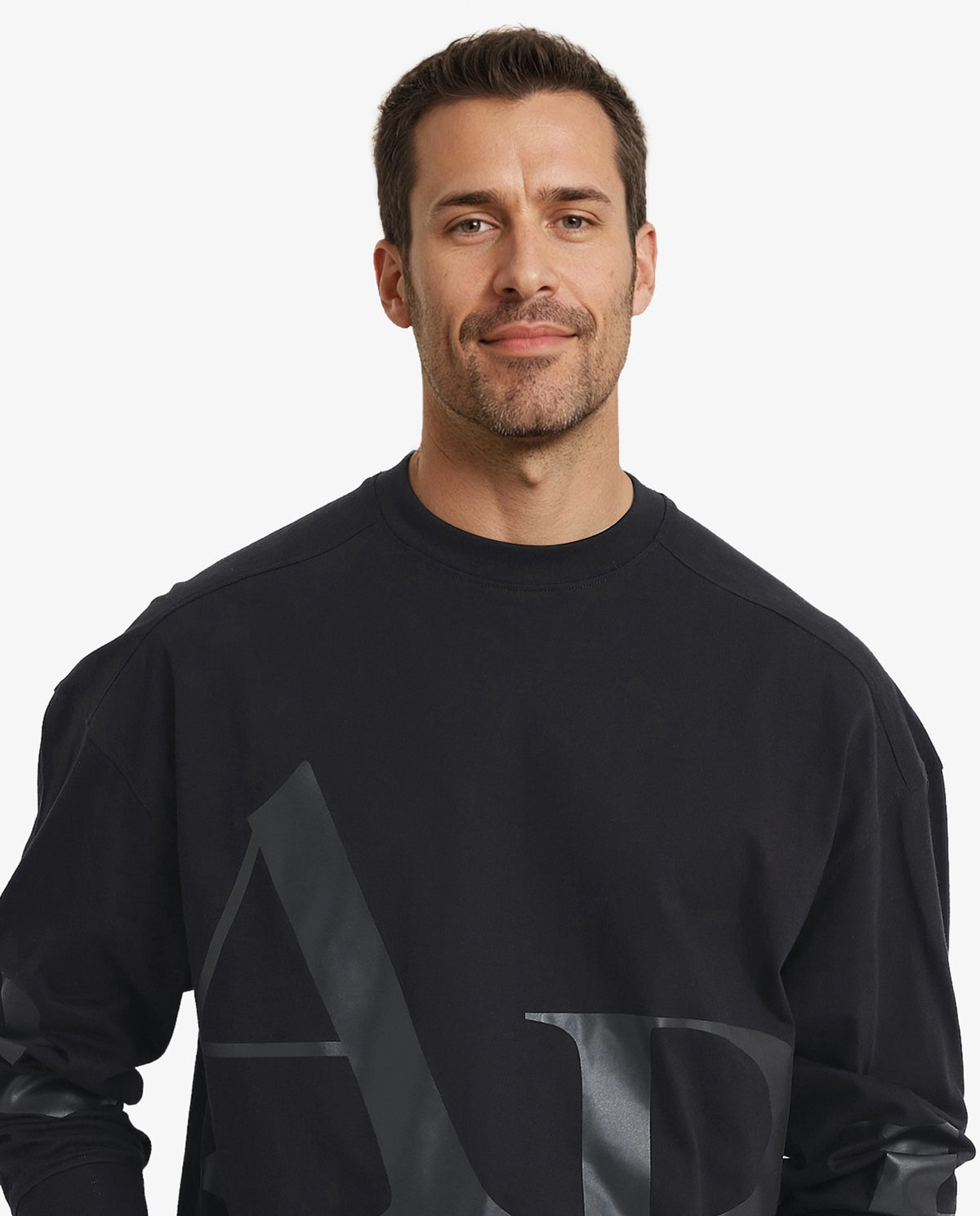 Rare Rabbit Men Cloven Black Full Sleeve Crew Neck Boxy Fit Overall Printed Sweatshirt