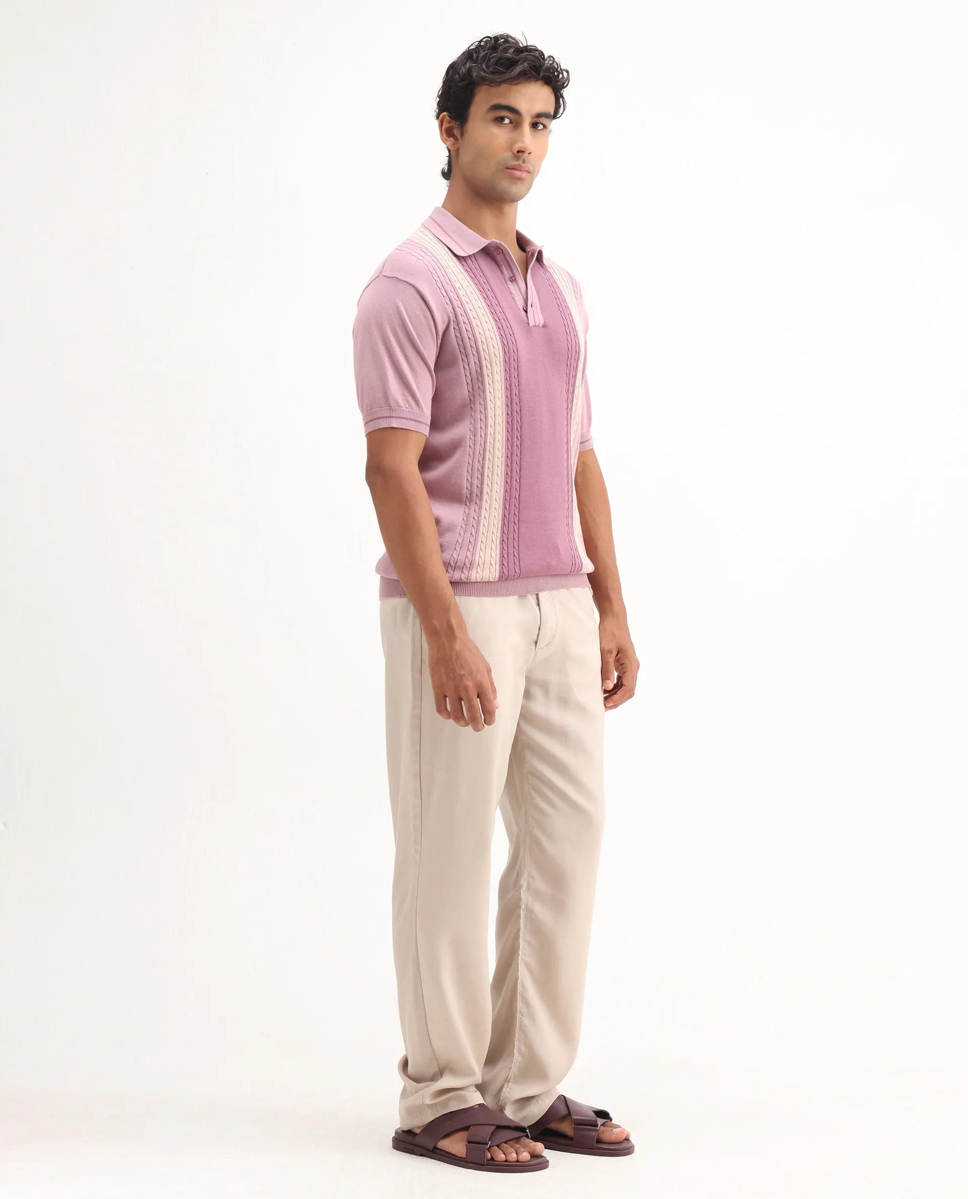 Rare Rabbit Men's Coft-B Beige Linen Blend Plain Loose Fit Trouser