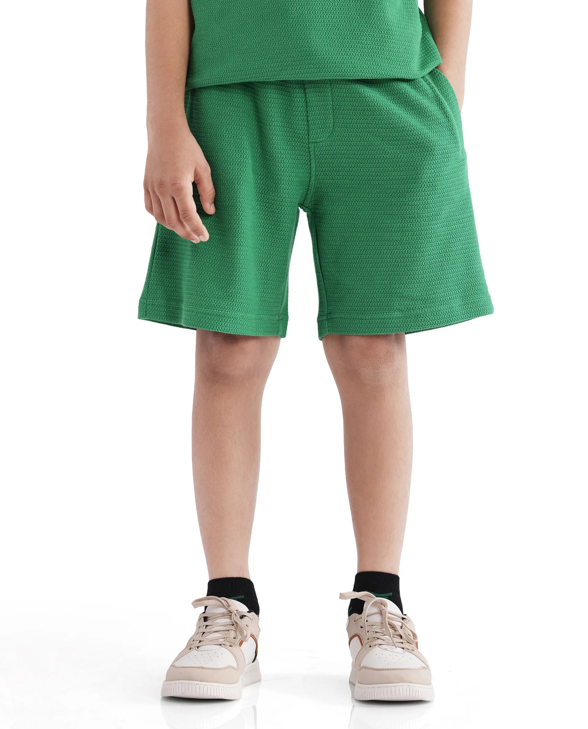Rare Ones Kids Cole Green Cotton Solid Shorts