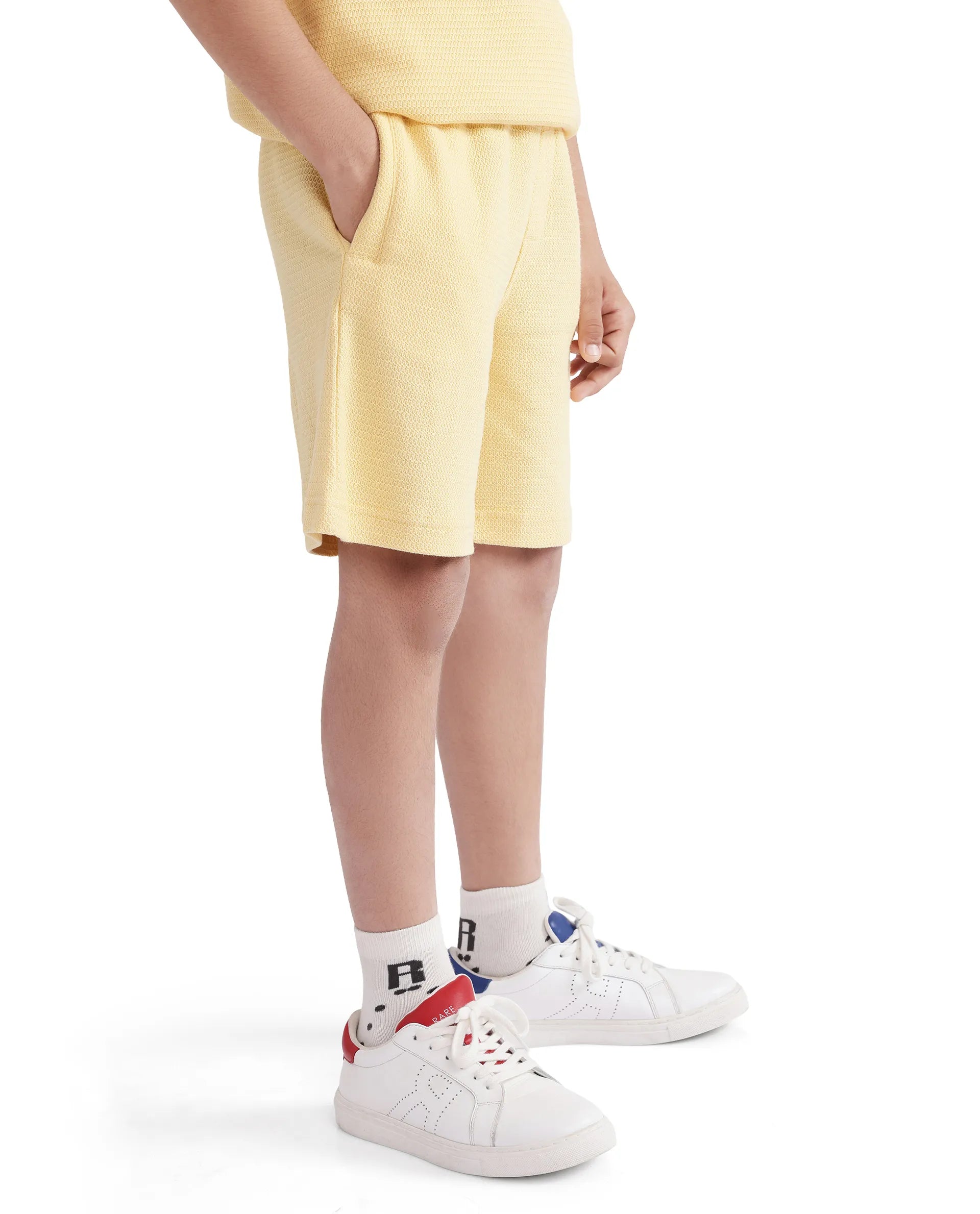 Rare Ones Kids Cole Pastel Yellow Cotton Solid Shorts