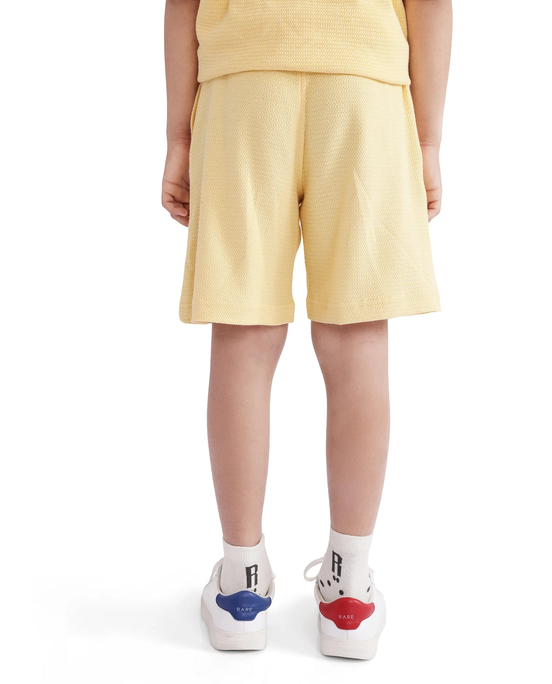 Rare Ones Kids Cole Pastel Yellow Cotton Solid Shorts