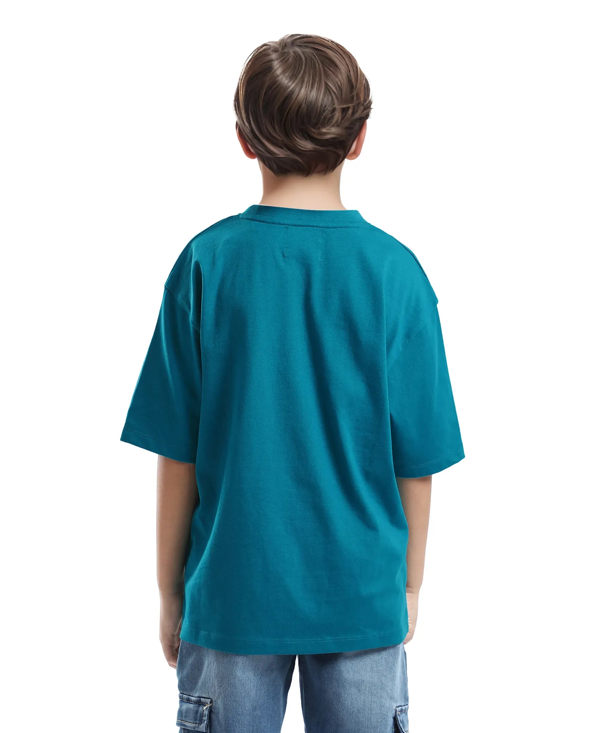 Rare Ones Kids Cole Turq Cotton Graphic Print Slip-On Oversized Fit T-Shirt