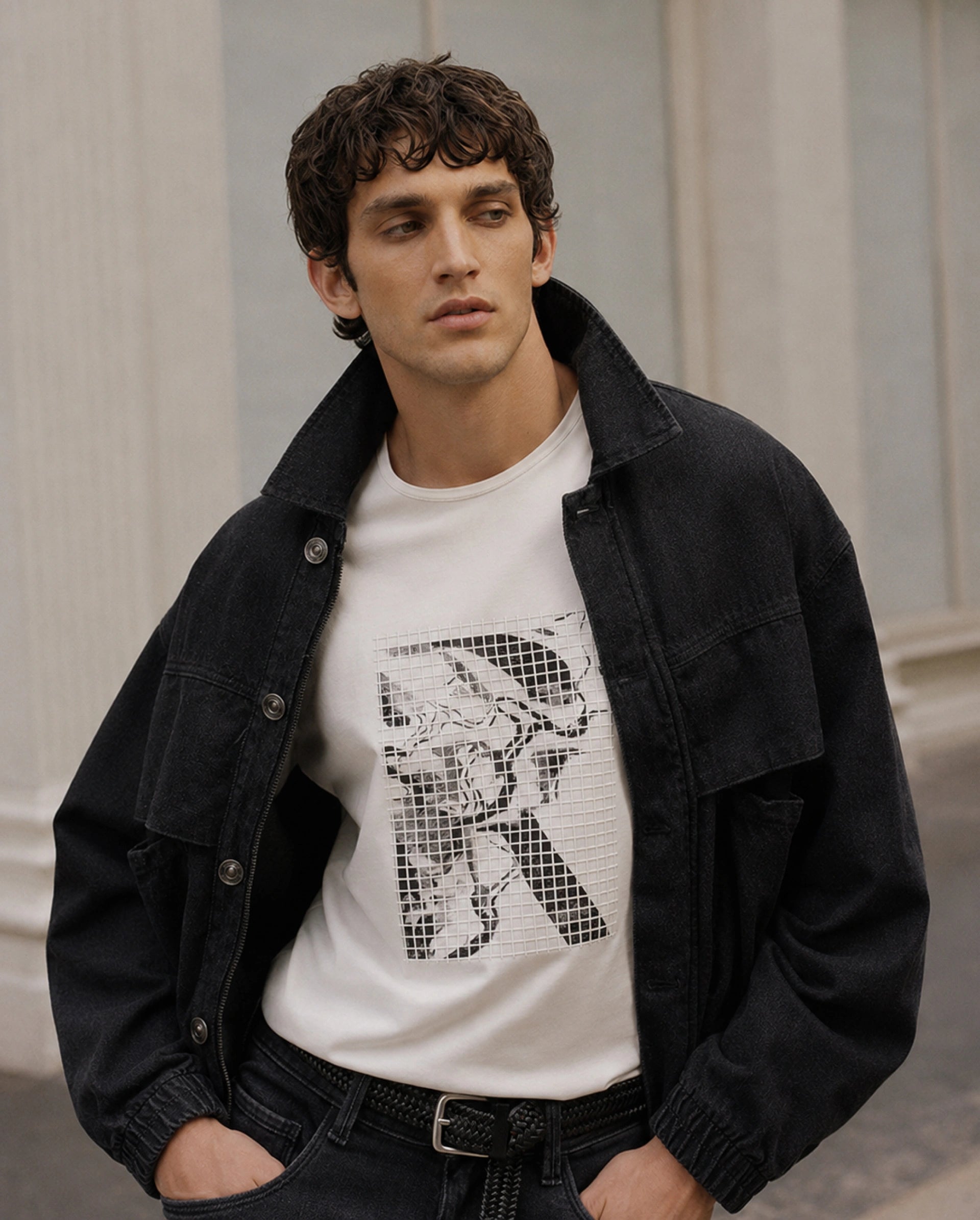 Rare Rabbit Men's Colt Primary Off White Cotton Blend Crew Neck Regular Graphic Print T-Shirt