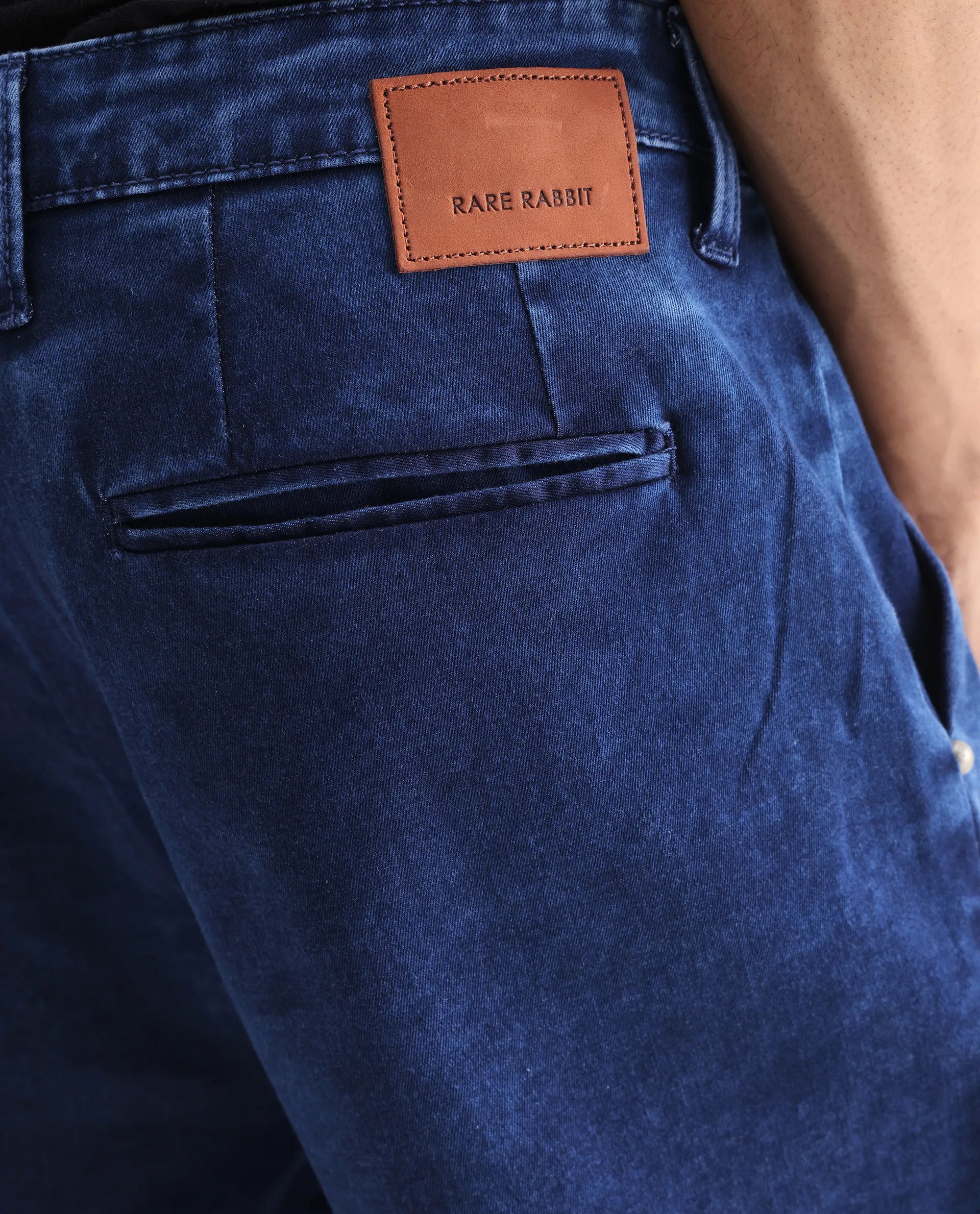 Rare Rabbit Men's Colt Blue Polyester Plain Lenny Straight Fit Jeans