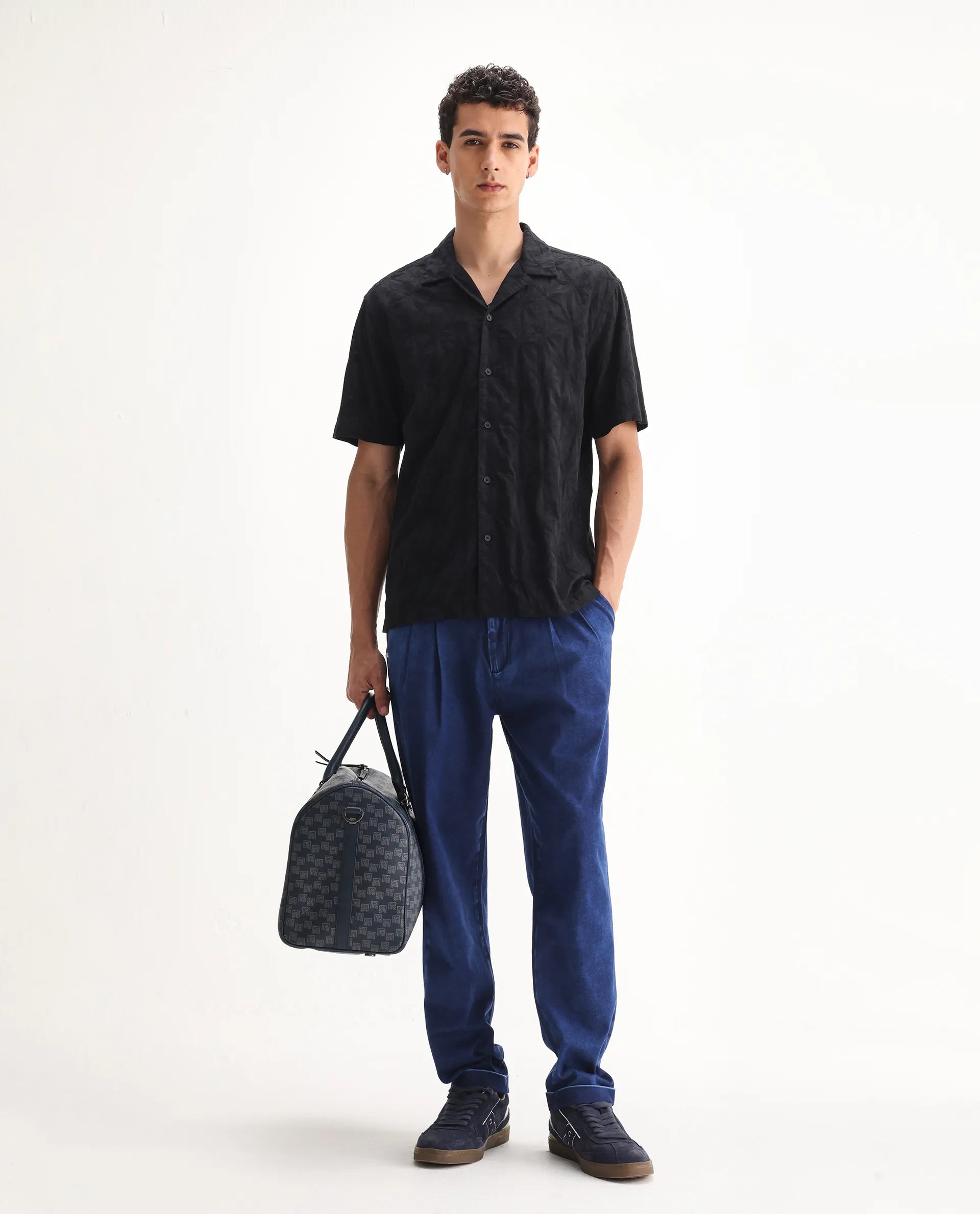 Rare Rabbit Men's Colt Blue Polyester Plain Lenny Straight Fit Jeans