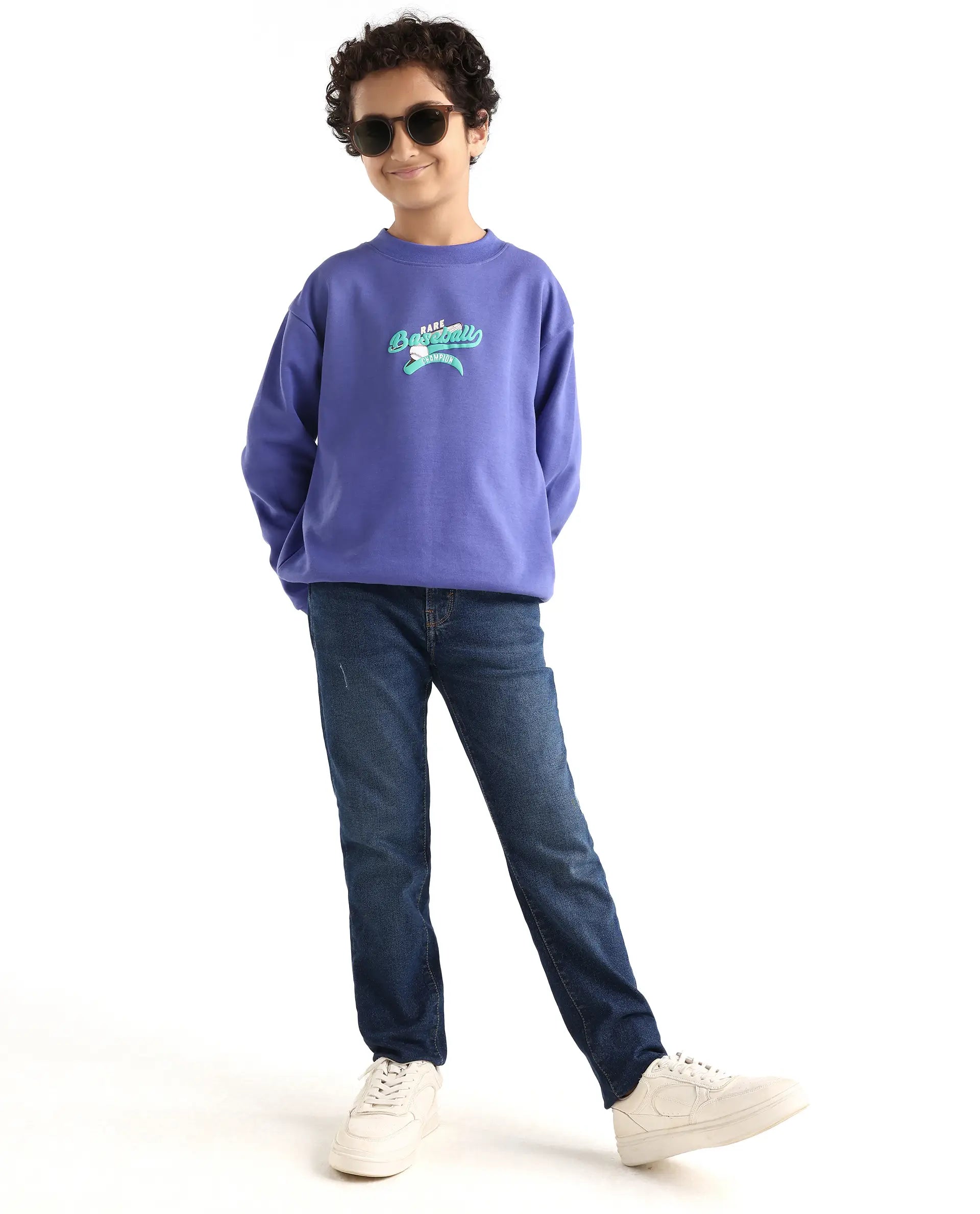 Rare Ones Kids Colton Dark Blue Cotton Blend Button And Zipper Closure Plain Slim Fit Jeans