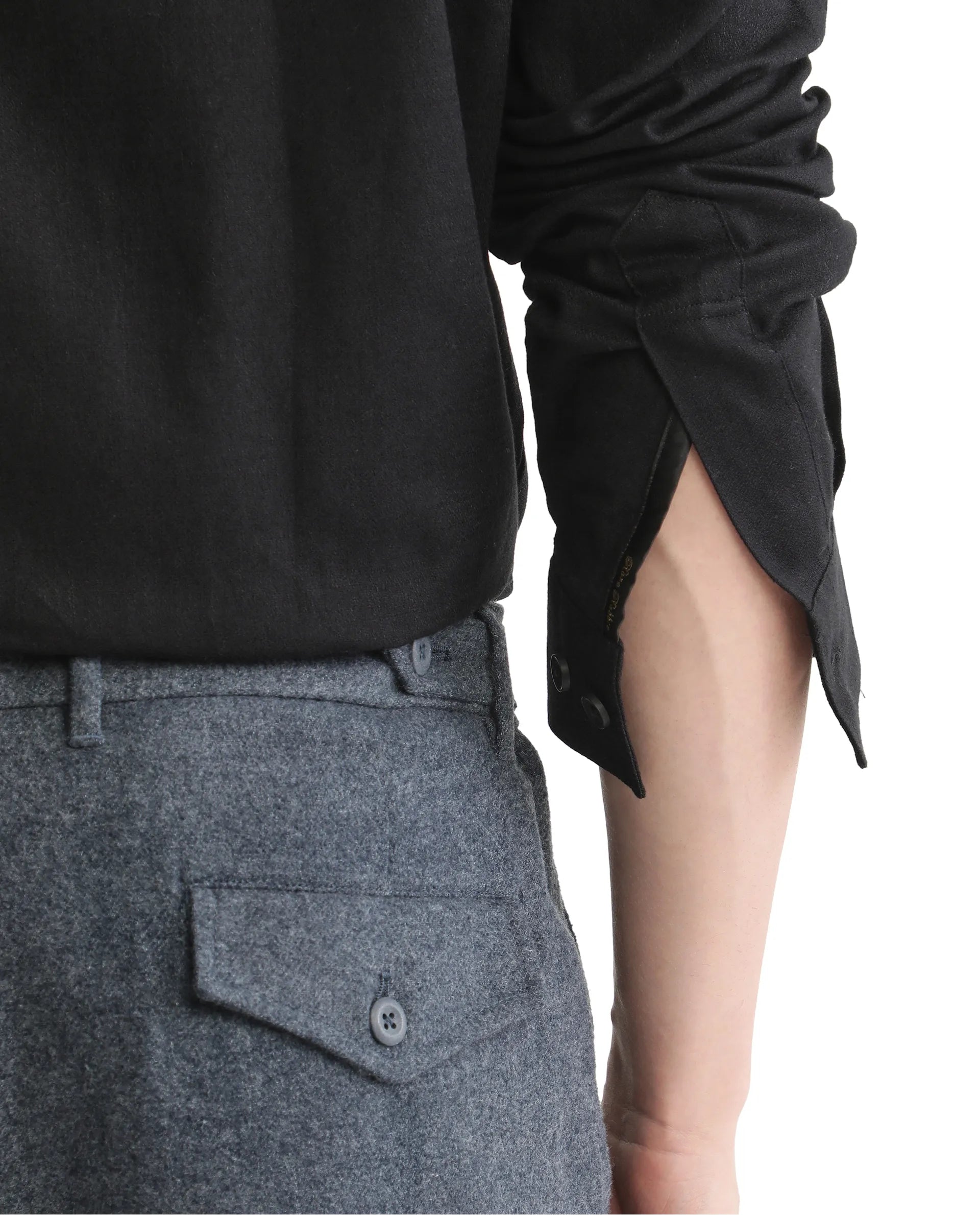 Rare Rabbit Men Combi Black Knitted Jacquard Fabric Full Sleeve Regular Fit Textured Solid Shirt