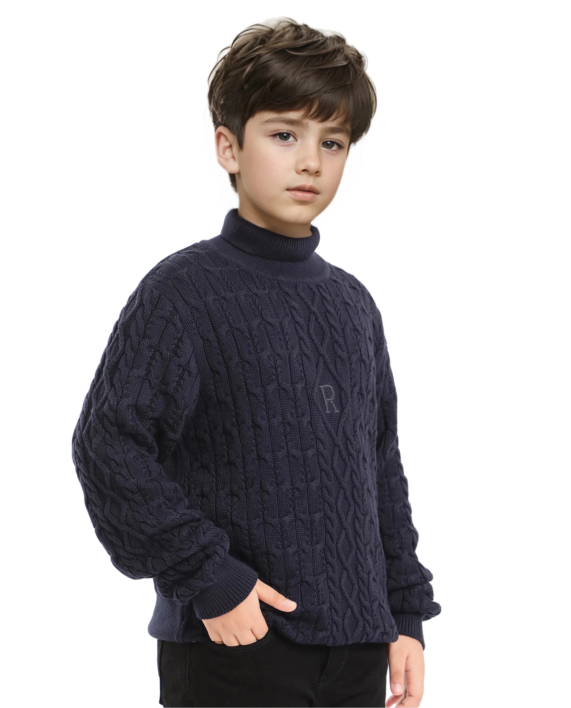 Rare Ones Kids Congo Navy Full Sleeve Jacquard Sweater