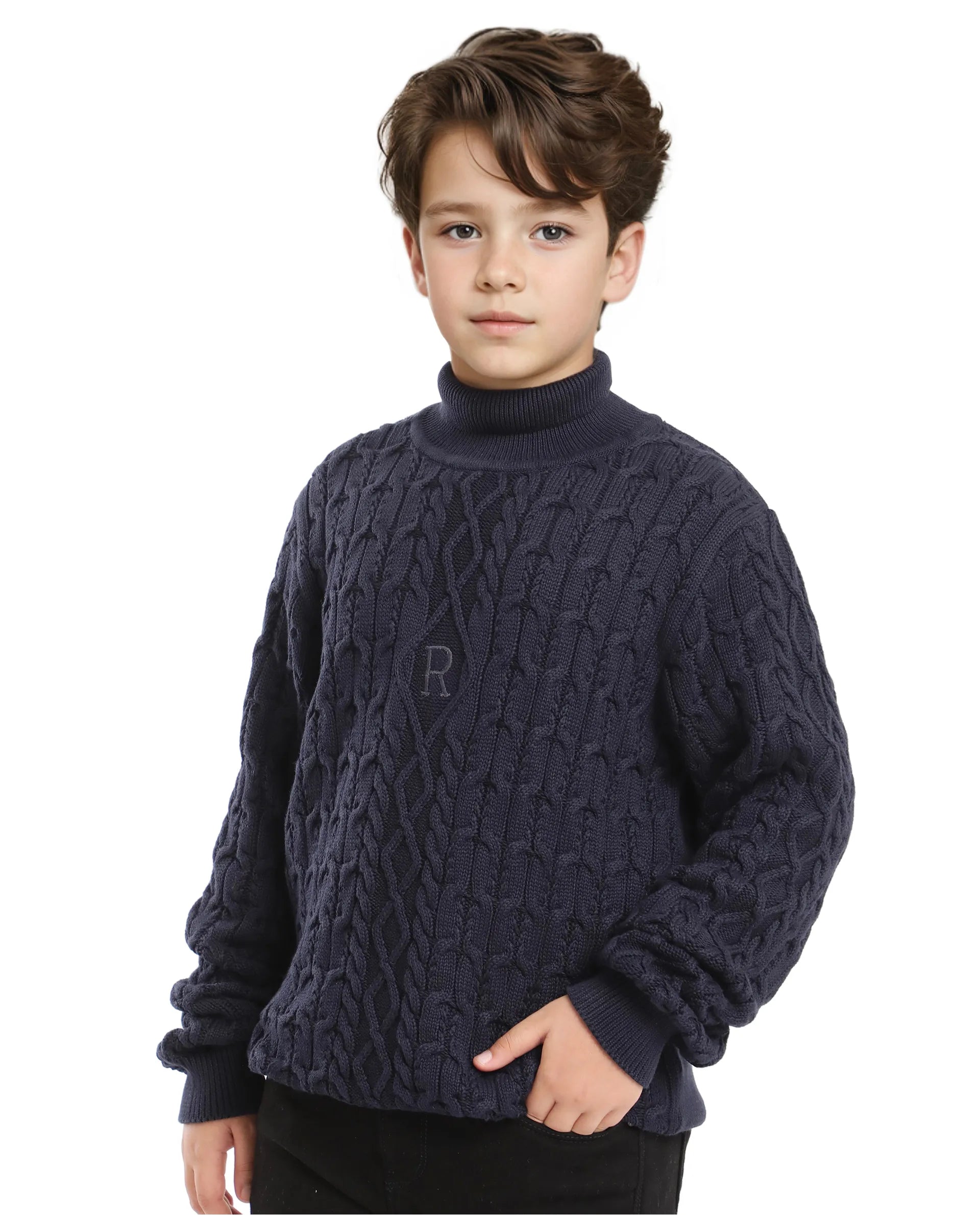 Rare Ones Kids Congo Navy Full Sleeve Jacquard Sweater