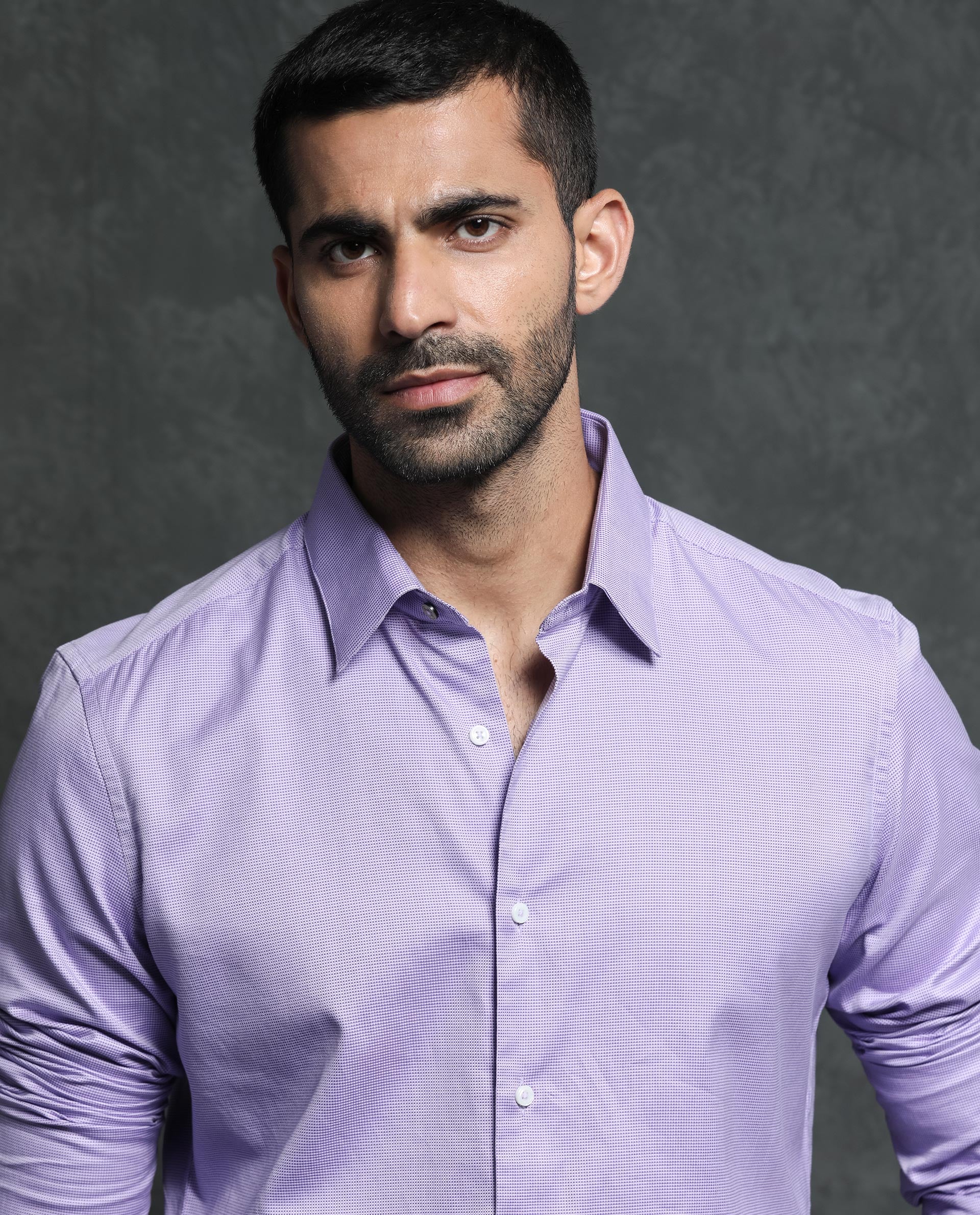 Rare Rabbit Men's Constell Purple Cotton Fabric Full Sleeves Checks Shirt