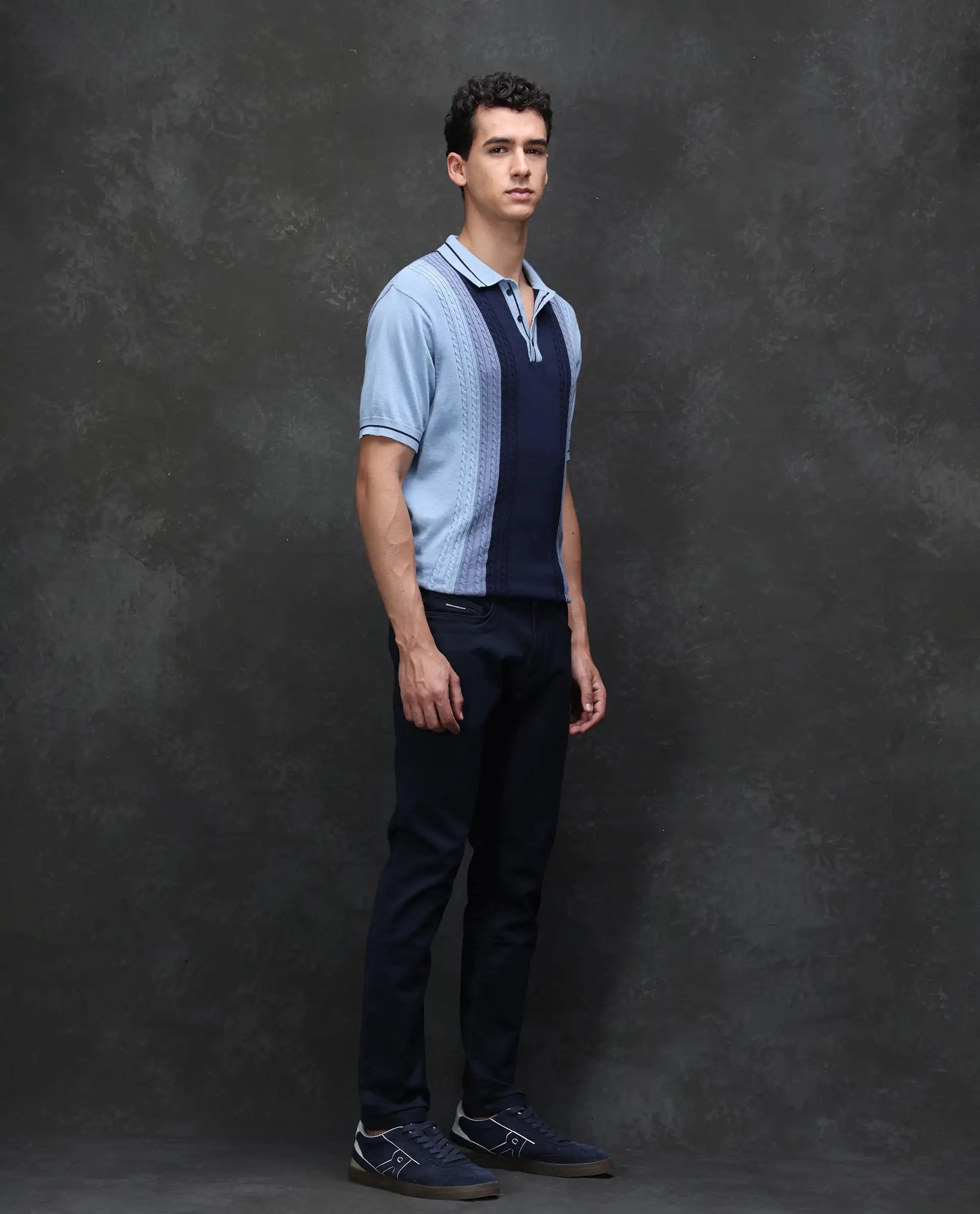 Rare Rabbit Men's Cordon Dark Navy Cotton Plain Hawk Slim Fit Jeans