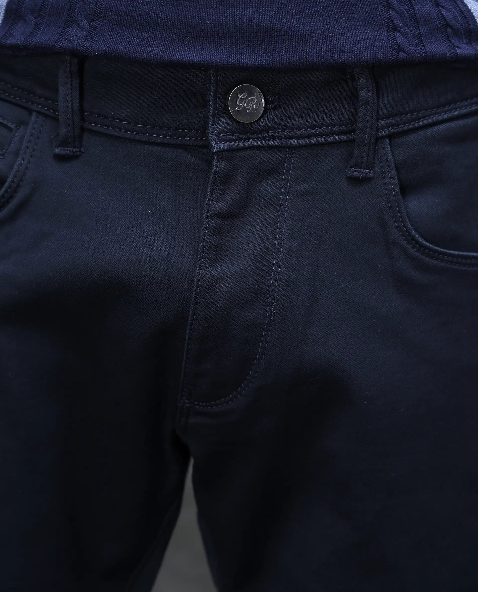 Rare Rabbit Men's Cordon Dark Navy Cotton Plain Hawk Slim Fit Jeans