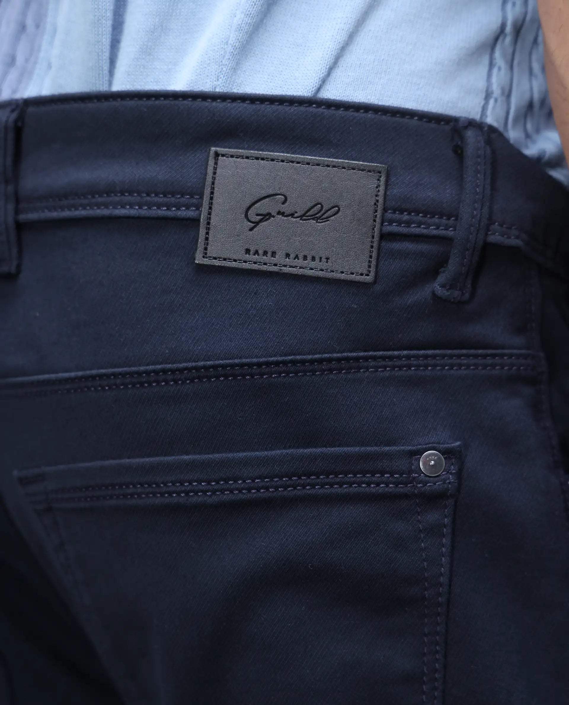 Rare Rabbit Men's Cordon Dark Navy Cotton Plain Hawk Slim Fit Jeans