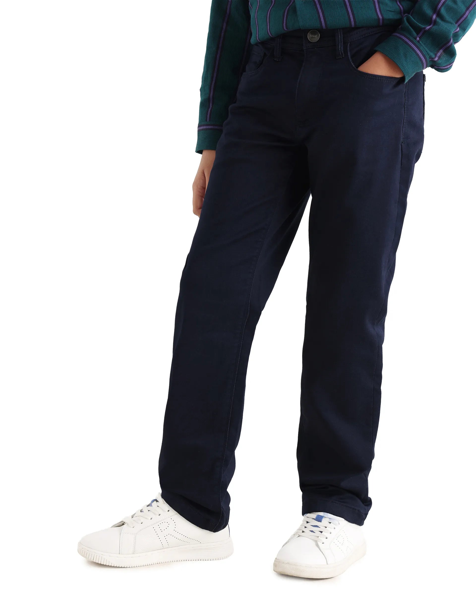 Rare Ones Kid's Corvo-K Dark Navy Cotton Blend Fabric Regular Plain Jeans