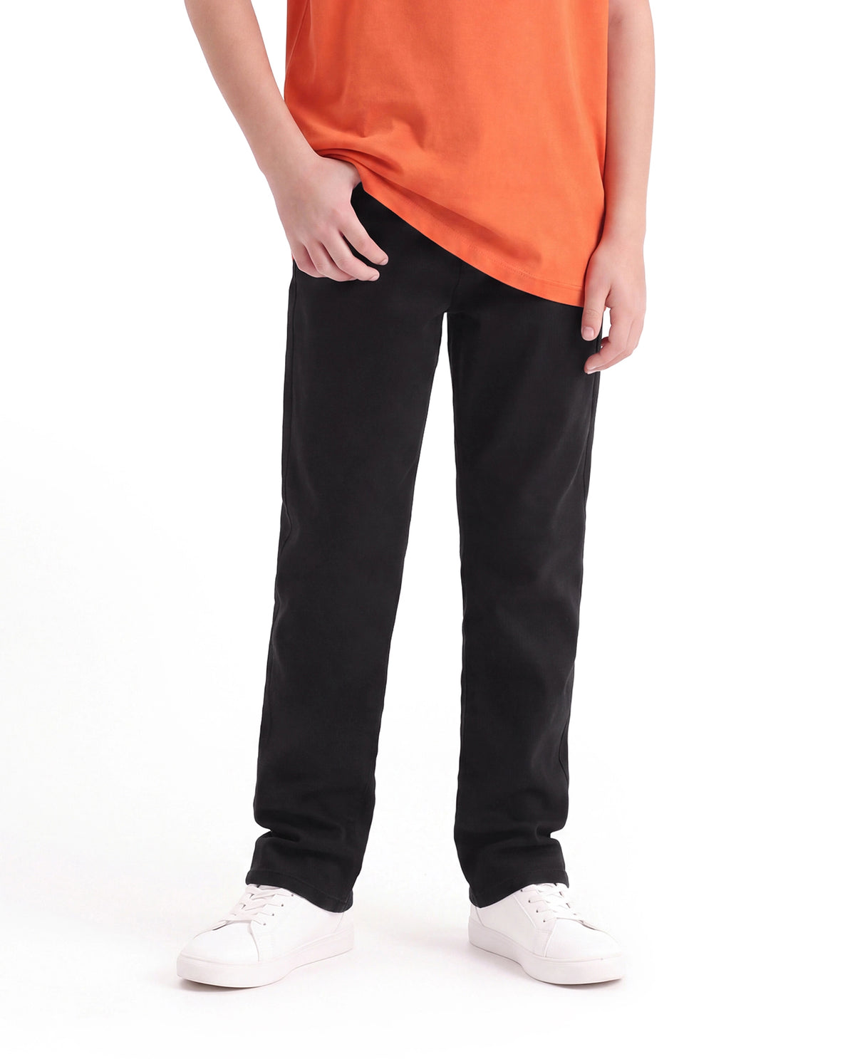 Rare Ones Kids Corvo-K-26 Black Cotton Blend Fabric Button And Zip Closure Regular Fit Plain Jeans