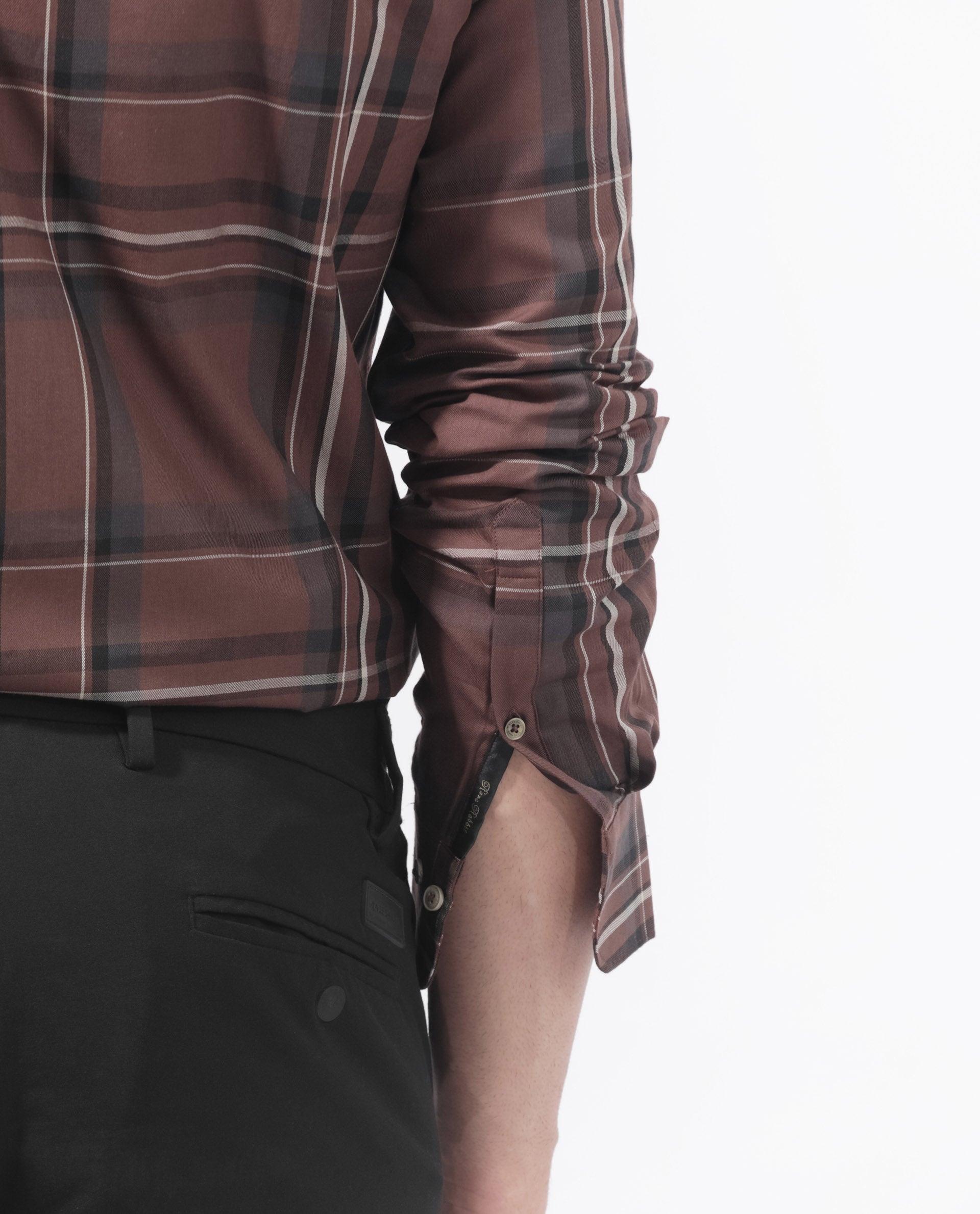 Rare Rabbit Men's Cosen Dark Brown Full Sleeves Checks Shirt