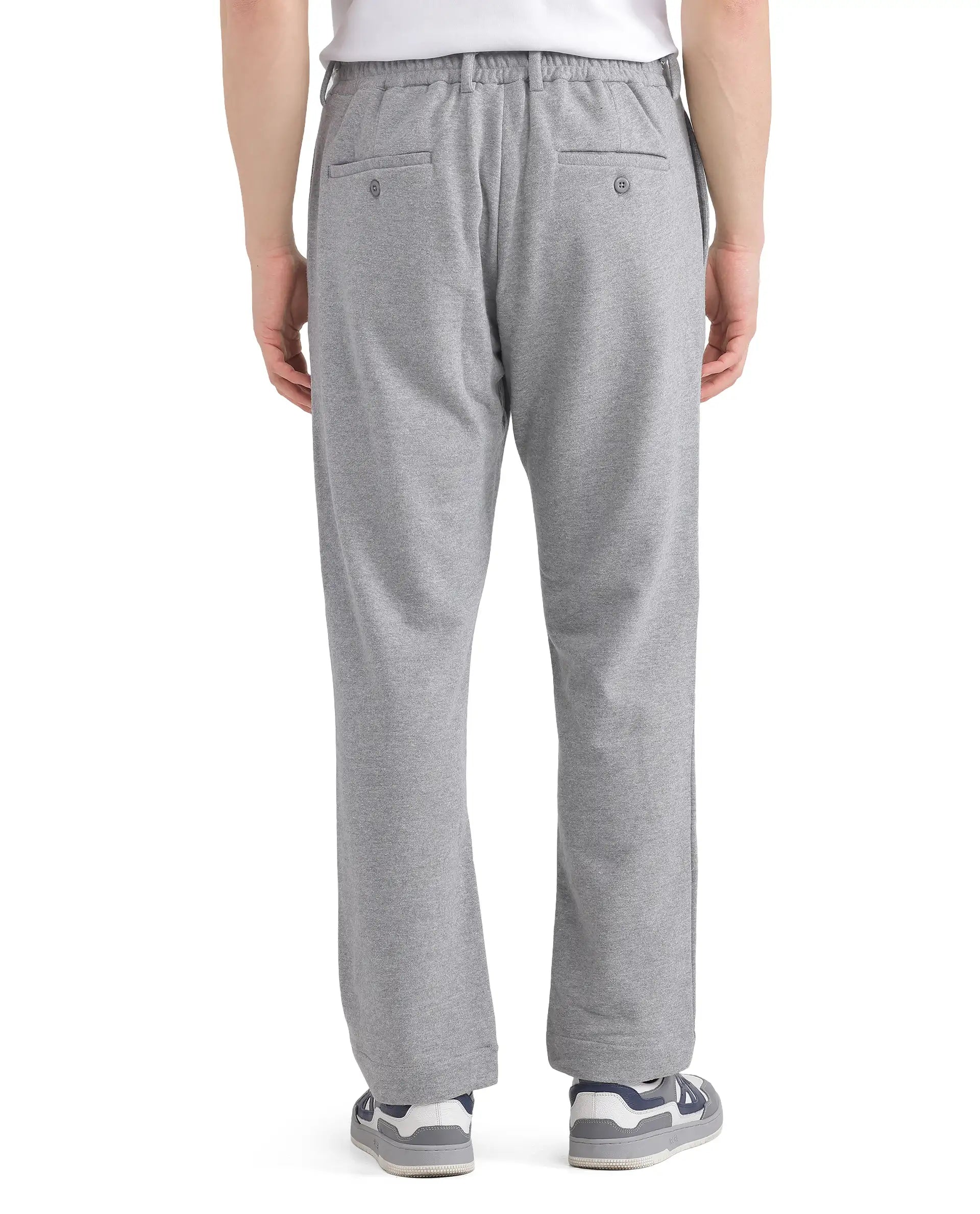 Rare Rabbit Men Couver Grey Polyester Rayon Fabric Plain Track Pant