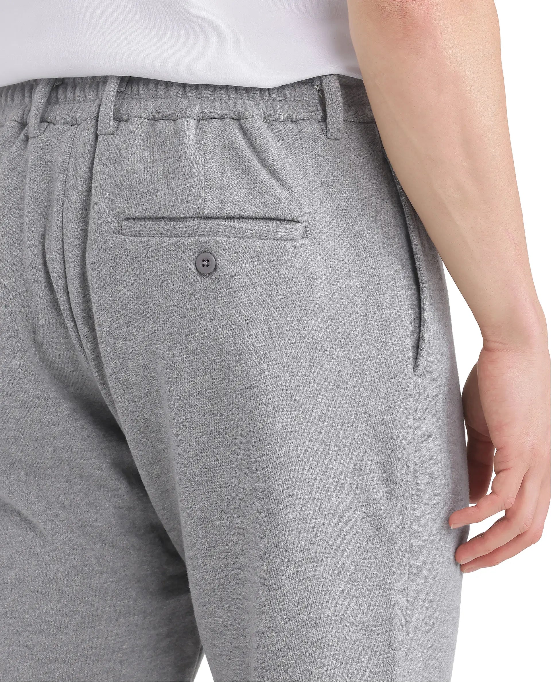 Rare Rabbit Men Couver Grey Polyester Rayon Fabric Plain Track Pant