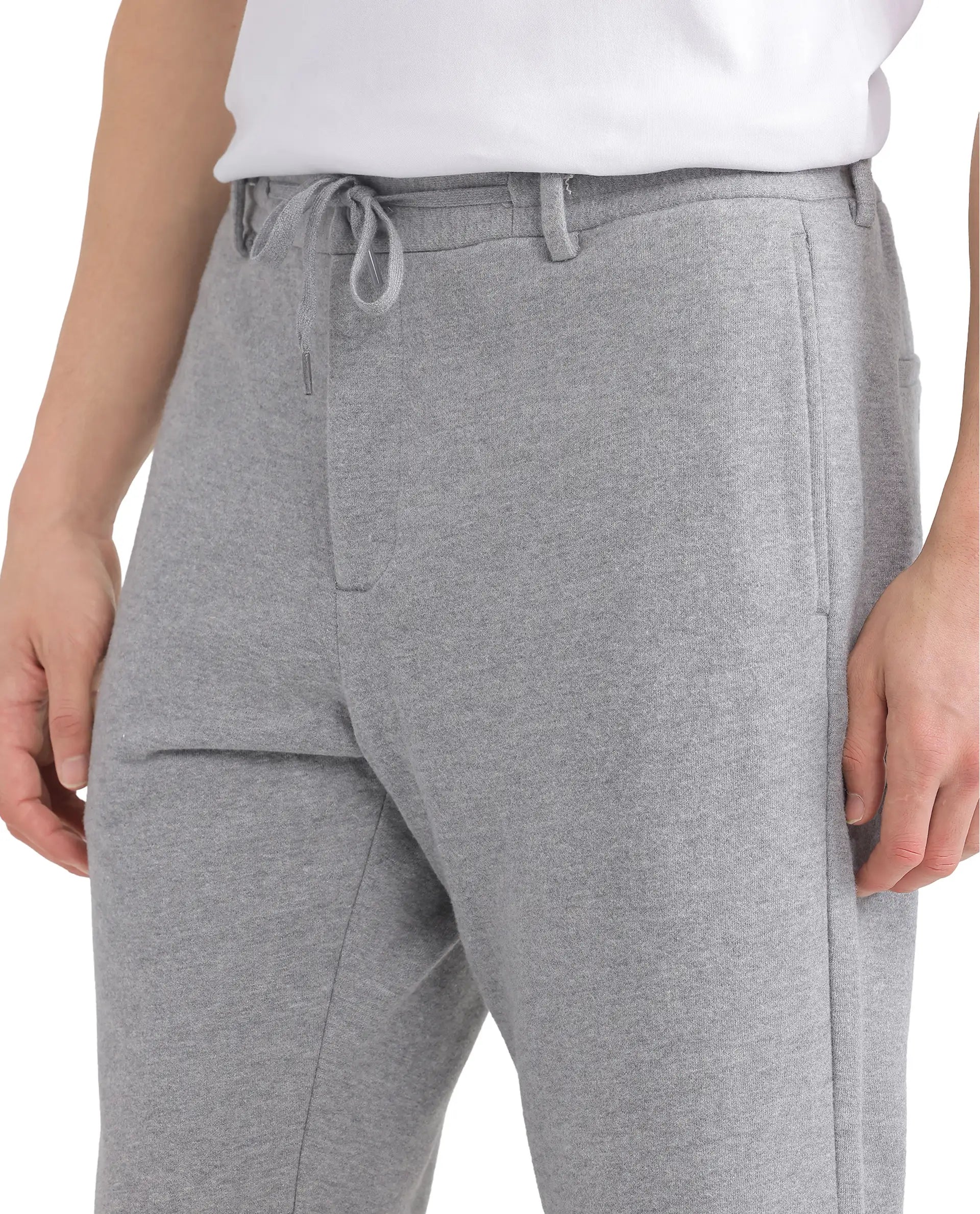 Rare Rabbit Men Couver Grey Polyester Rayon Fabric Plain Track Pant