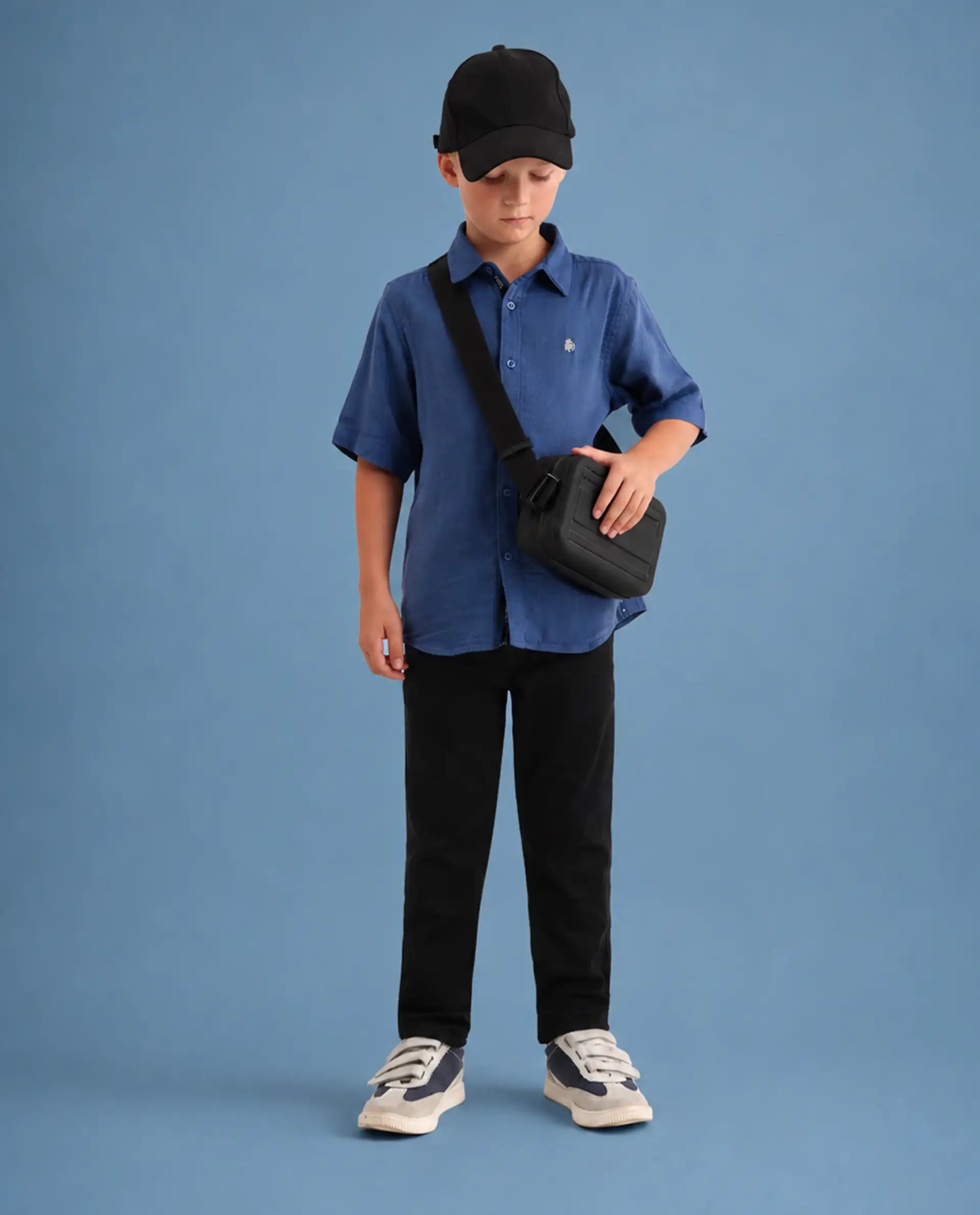Rare Ones Kids Cove Black Cotton Blend Fabric Zipper Closure Slim Fit Jeans