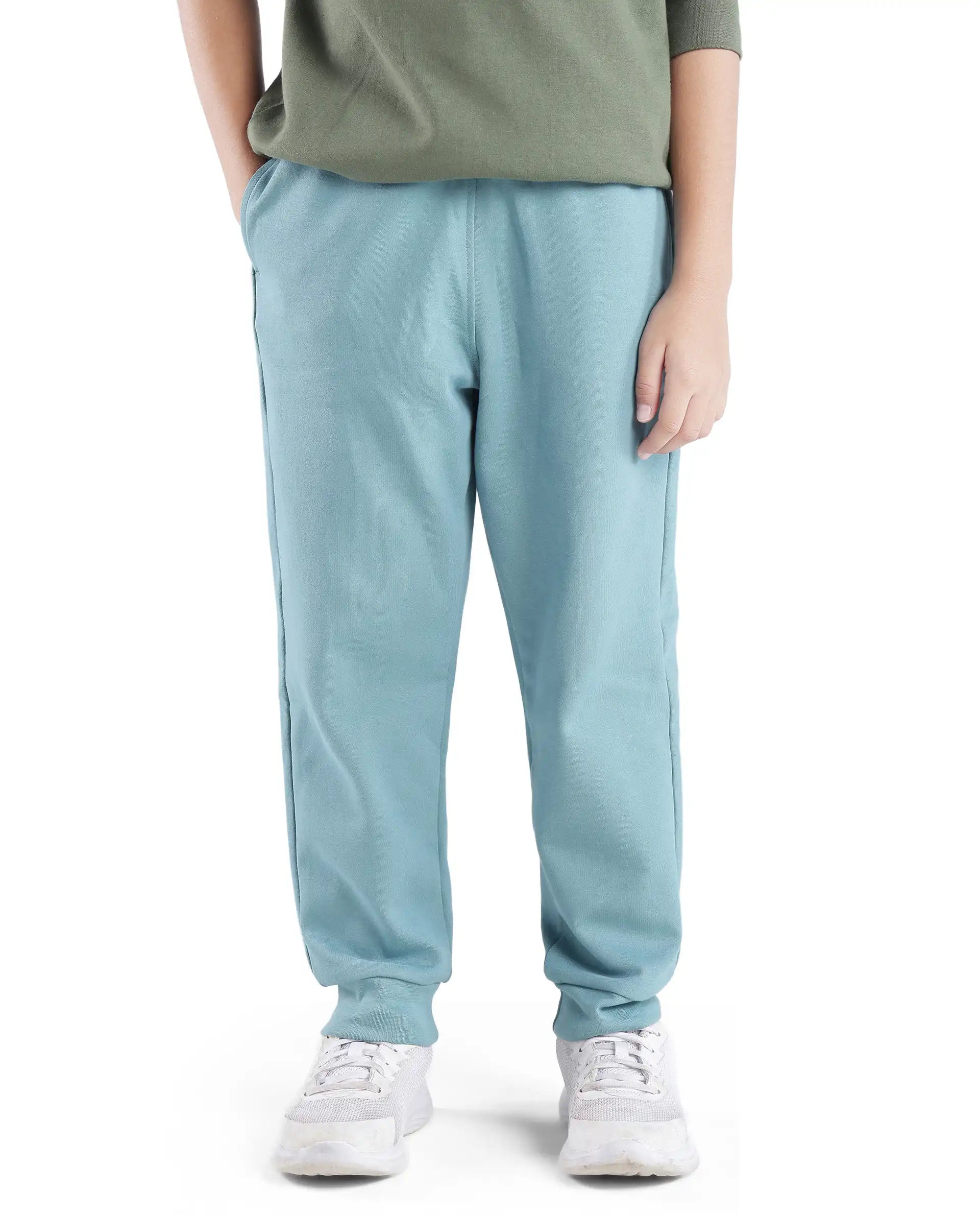 Rare Ones Kids Crat Turq Cotton Poly Solid Trackpant