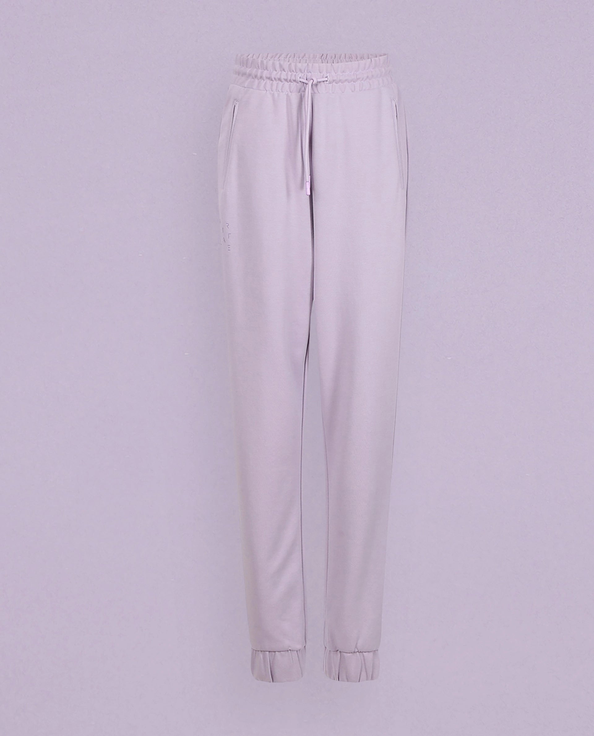 Rareism Women Creta Light Pink Cotton Blend Fabric Relaxed Fit Solid Mid Rise Ankle Length Track Pant