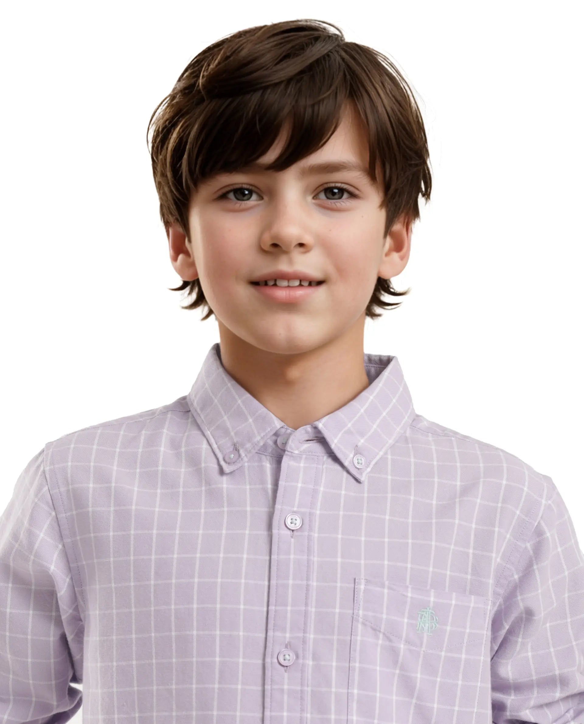 Rare Ones Kids Crew Purple Cotton Full Sleeves Button Down Collar Regular Fit Checked Shirt