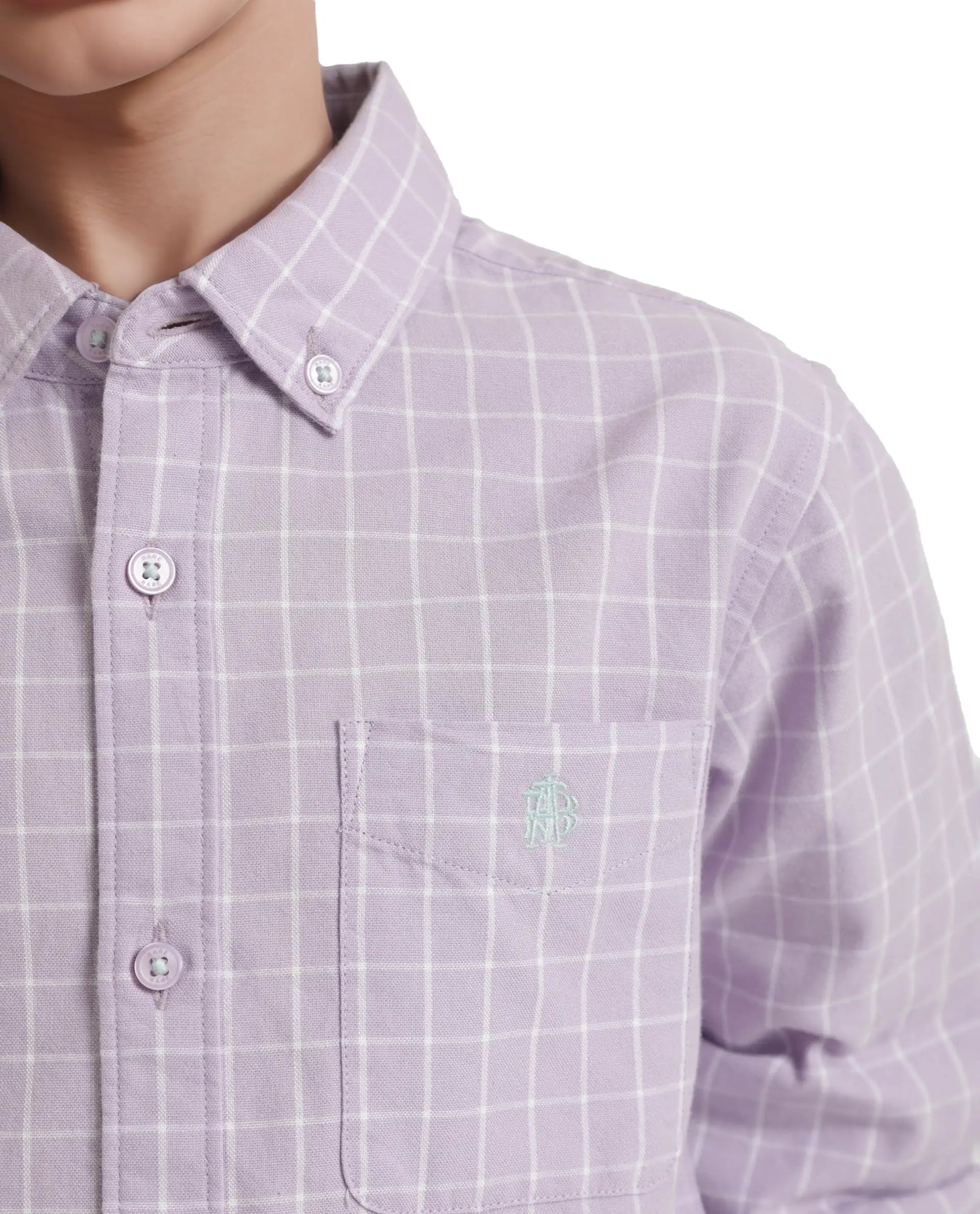 Rare Ones Kids Crew Purple Cotton Full Sleeves Button Down Collar Regular Fit Checked Shirt